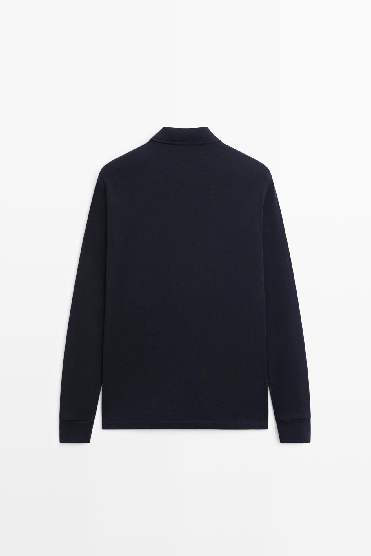 100% cotton long sleeve polo shirt — INK BLUE