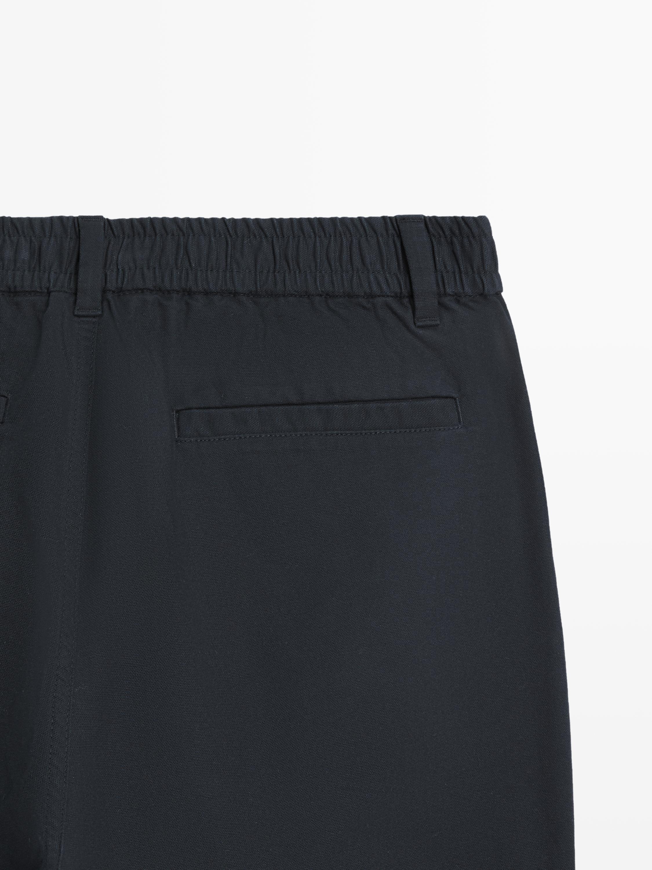 Cotton blend jogger fit trousers — NAVY BLUE