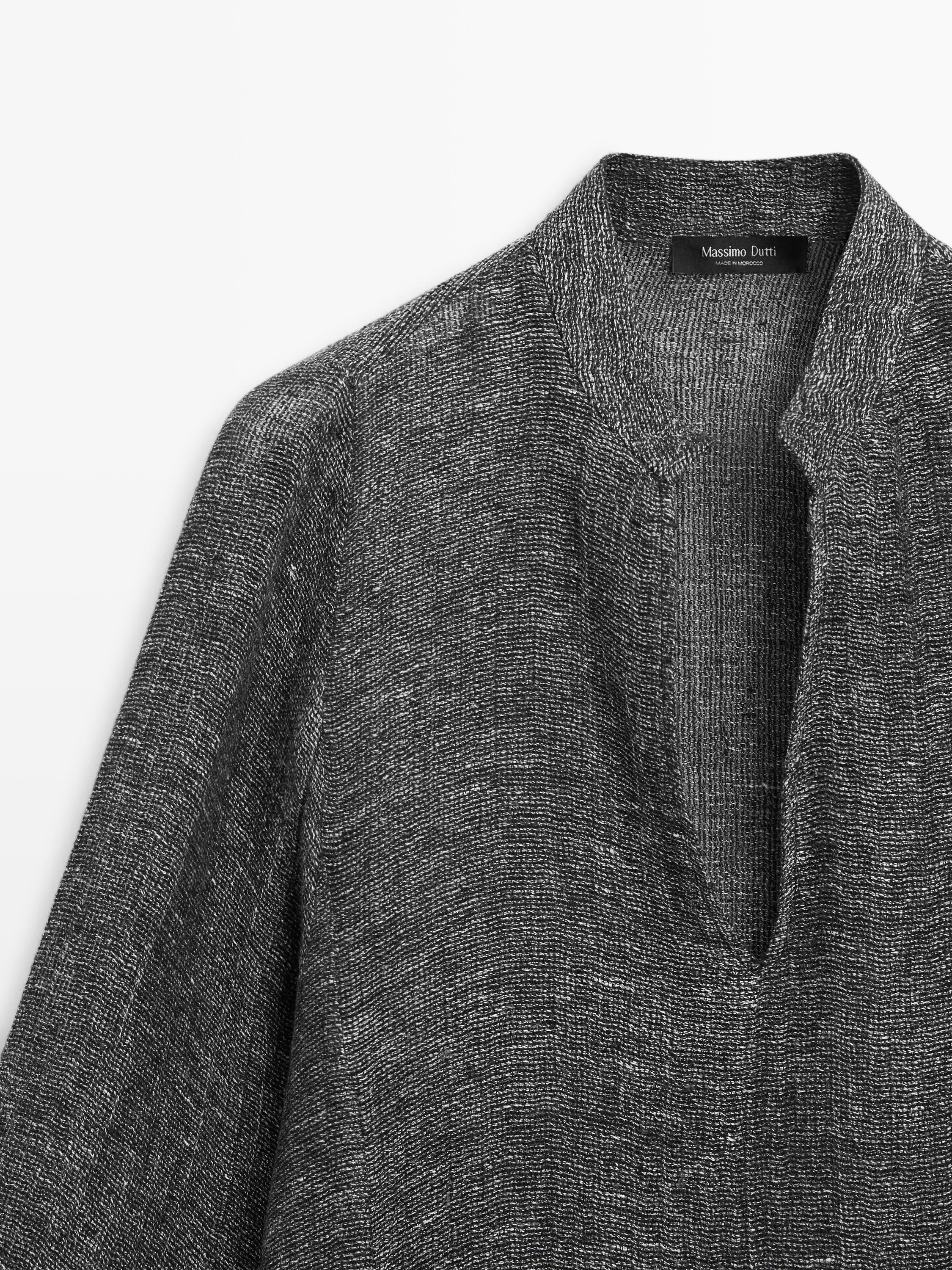 Melange linen blouse — GREY