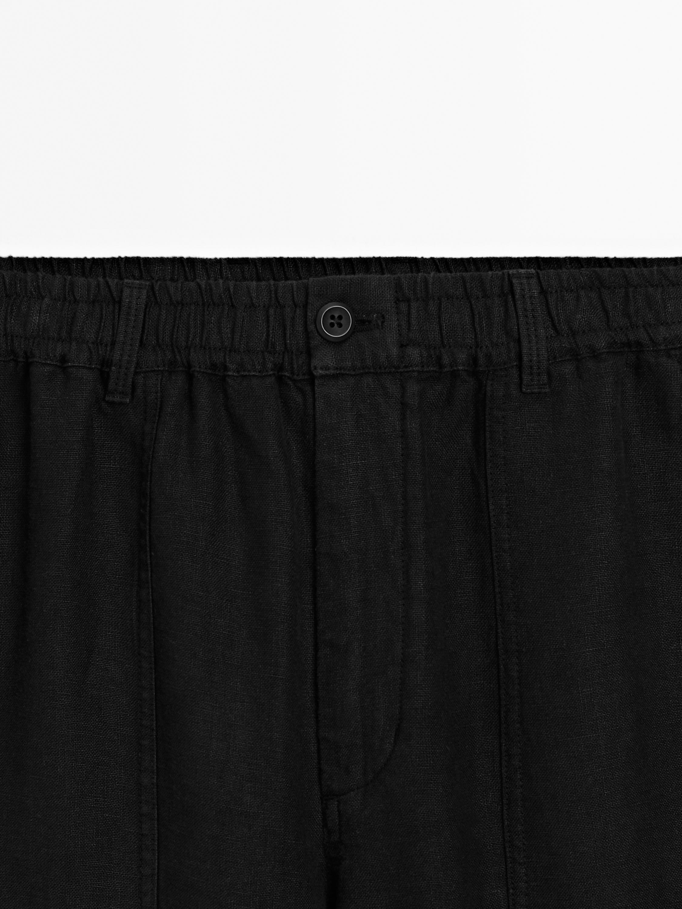 100% linen jogger fit trousers