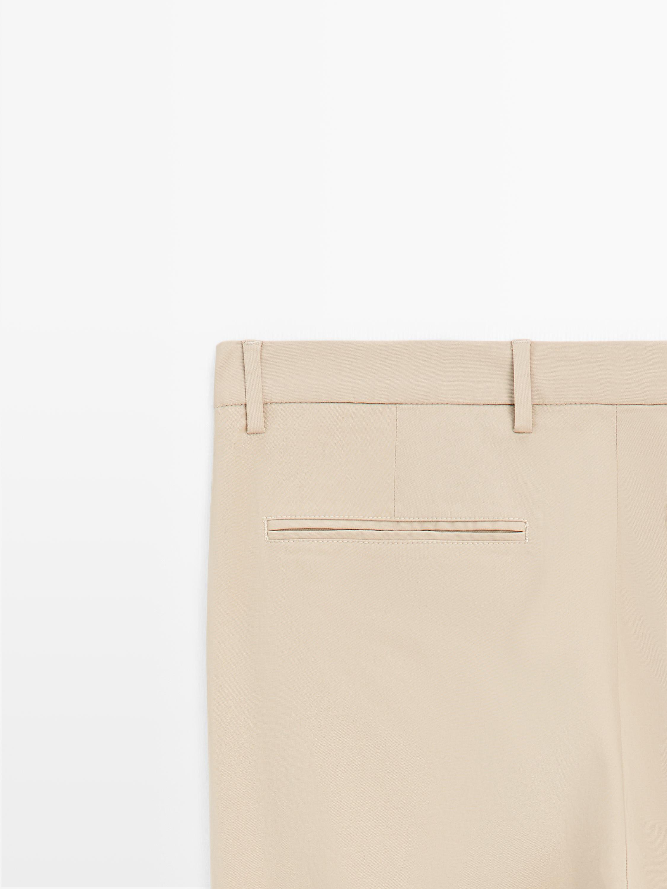 Cotton blend slim fit trousers