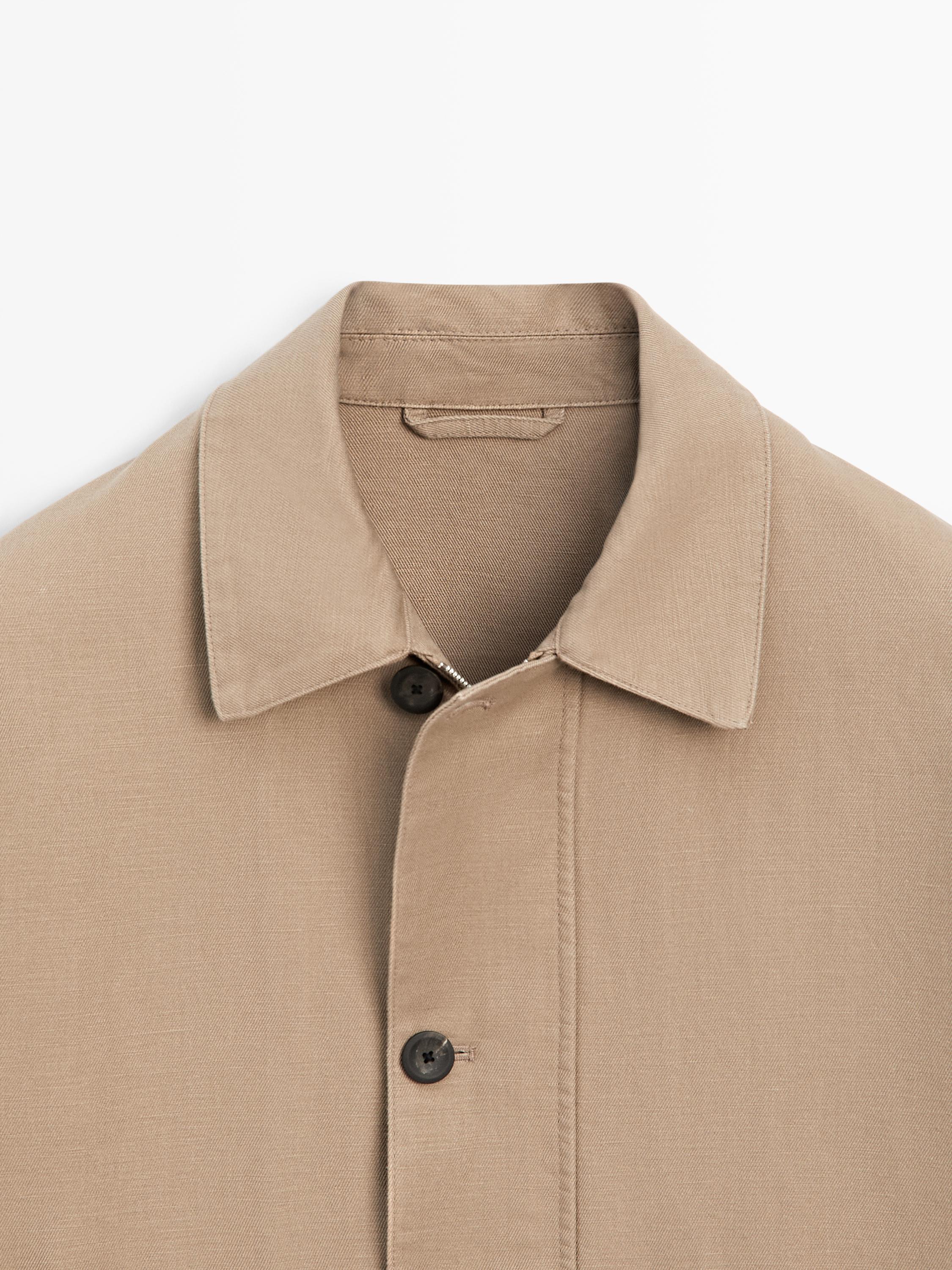 Linen blend jacket with pocket details — BEIGE