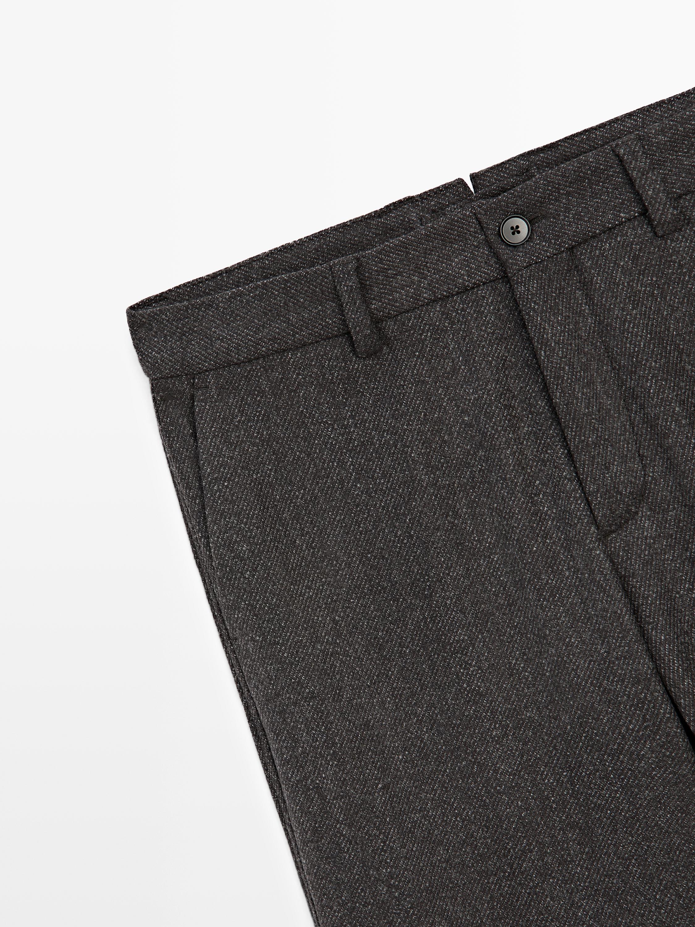 Twill wool blend trousers — GREY