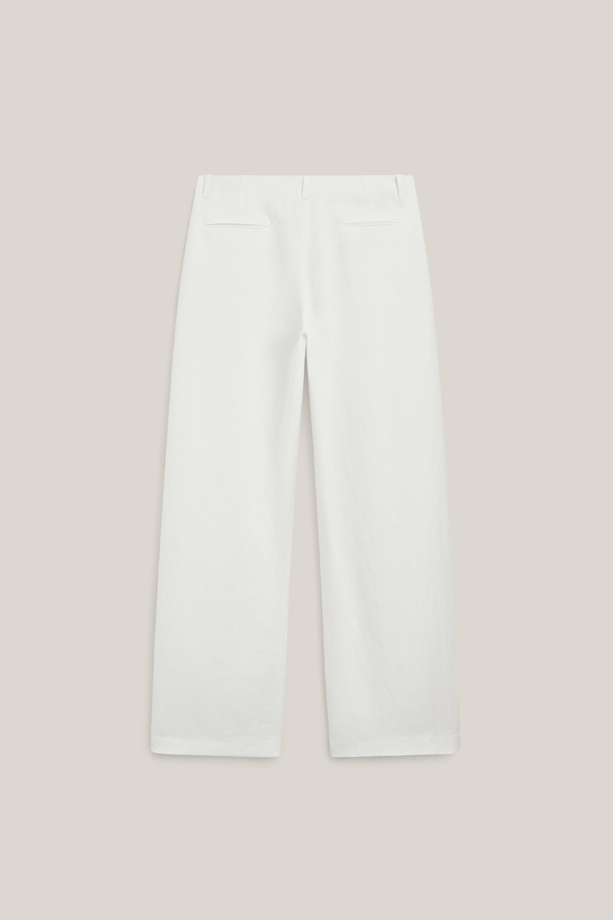 Flowing linen blend trousers with darts - LIMITED EDITION — Off white