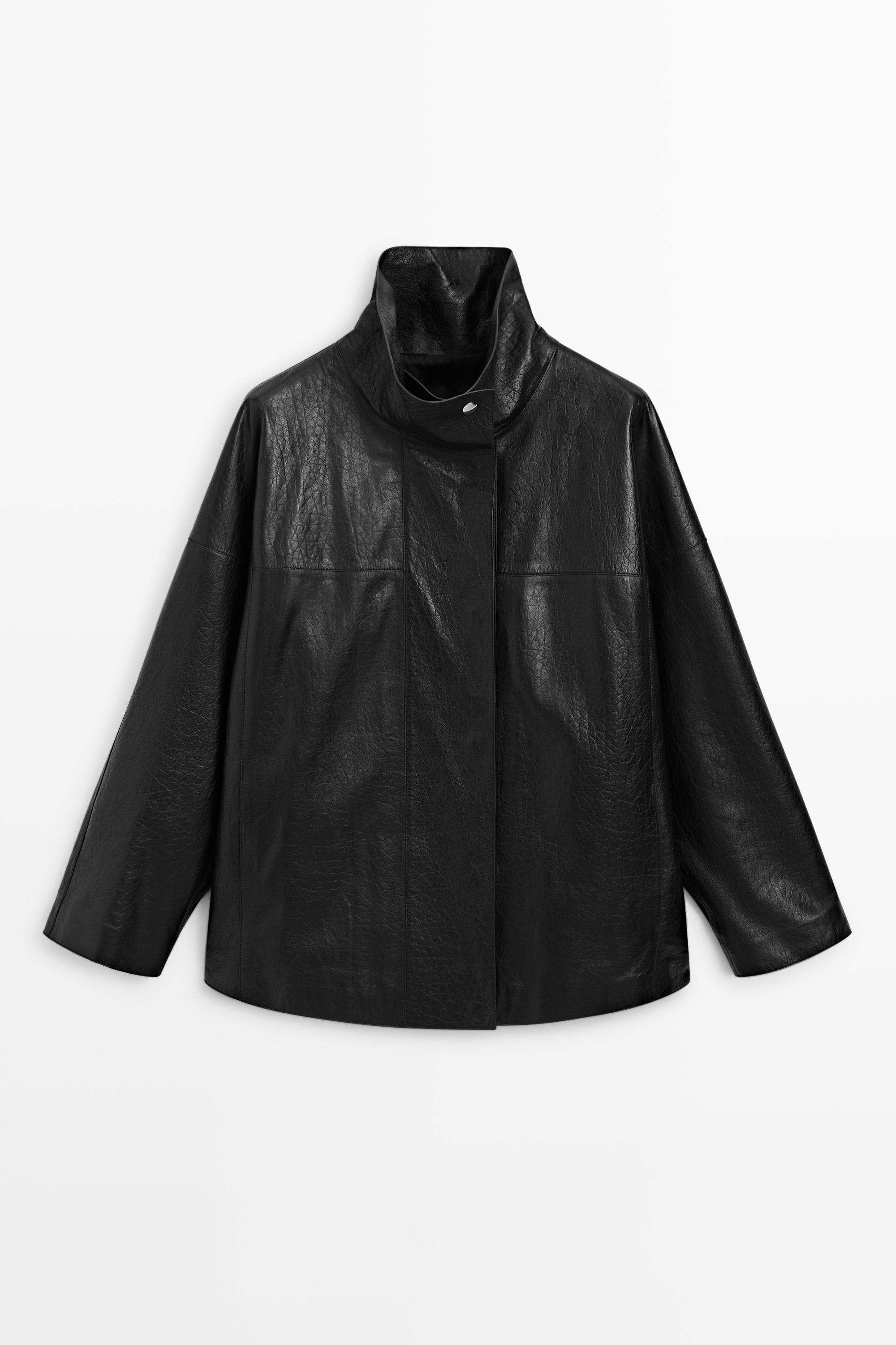 High-neck sheepskin jacket