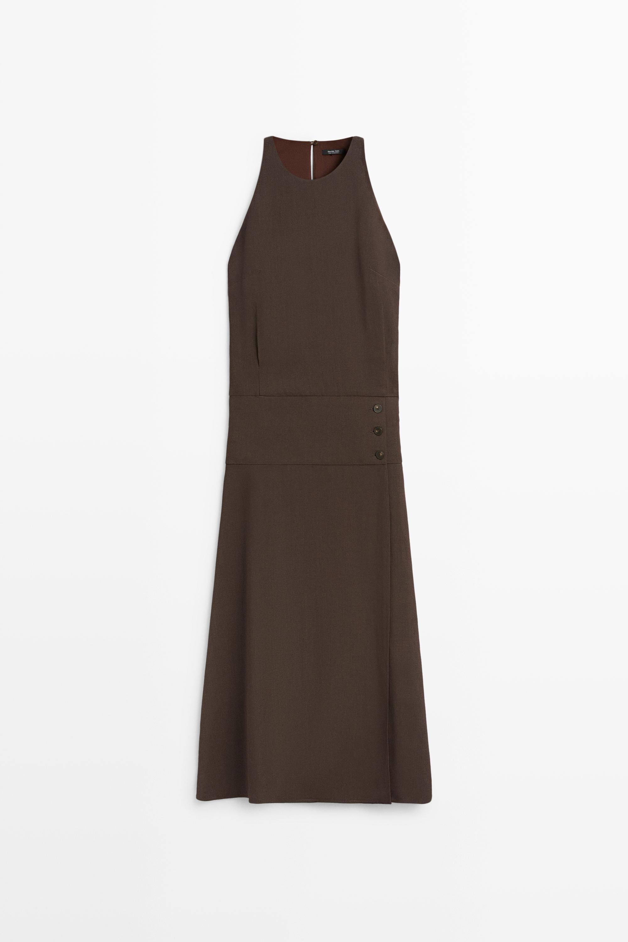 Robe midi à boutons latéraux