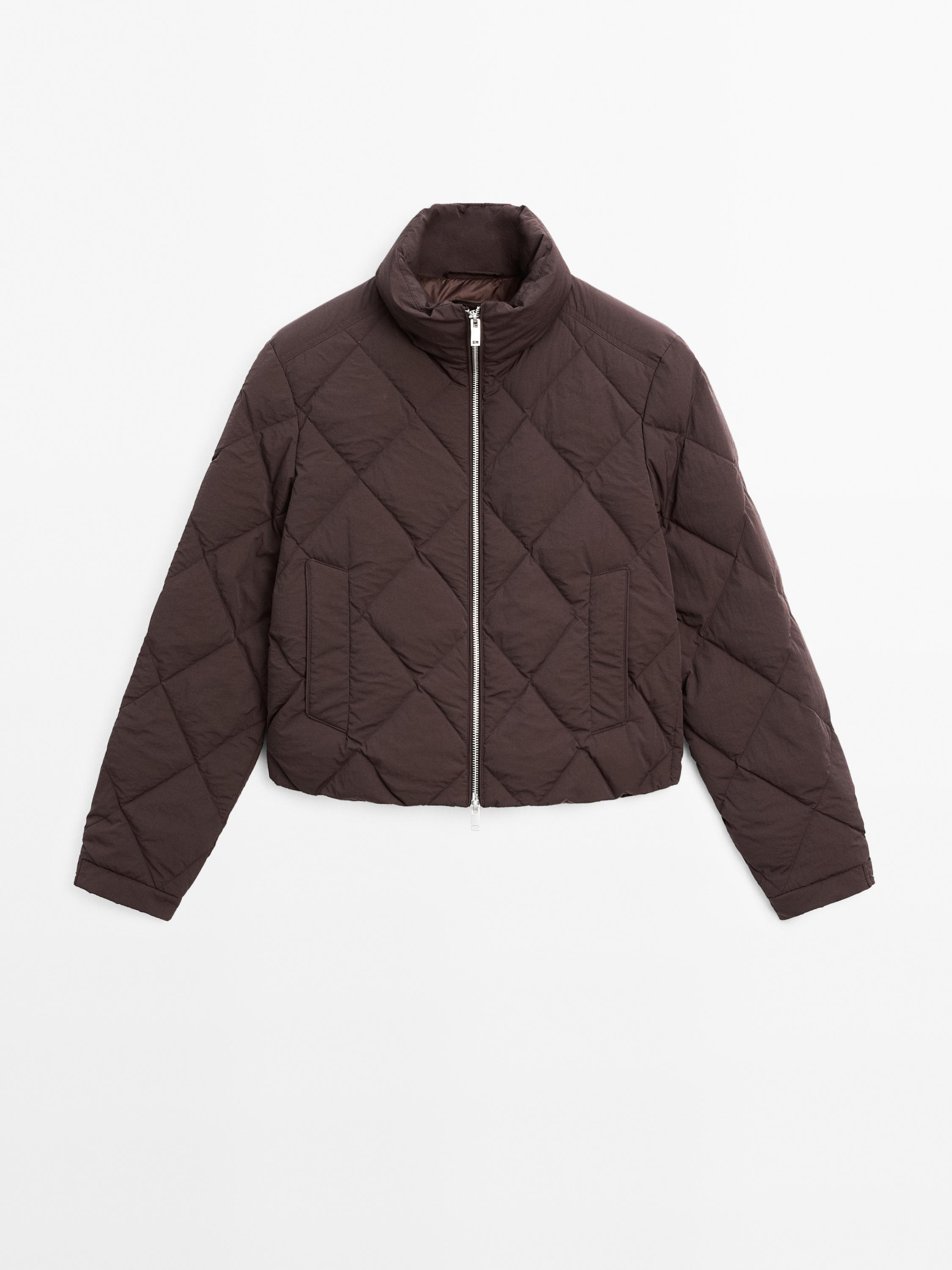Short water-repellent quilted bomber jacket
