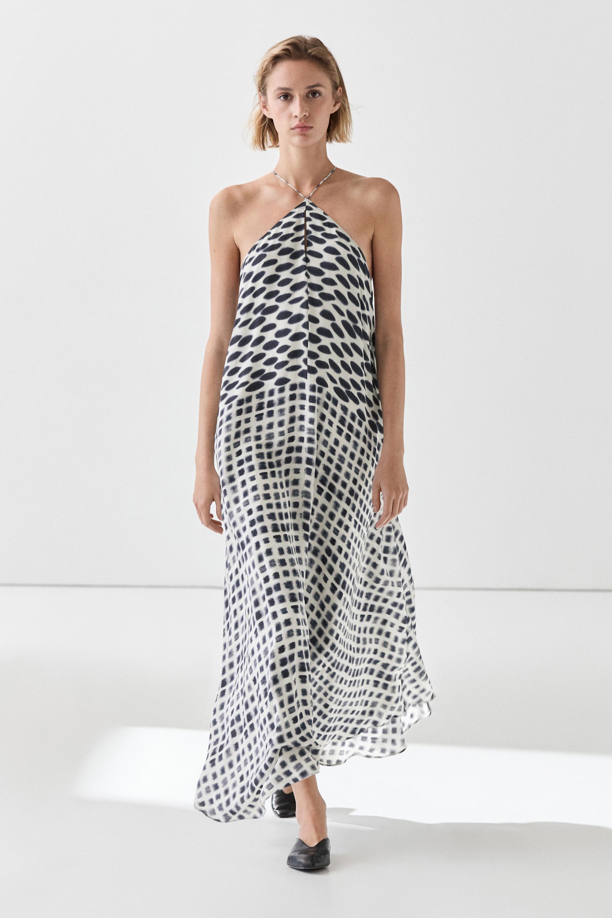 Printed flared midi dress