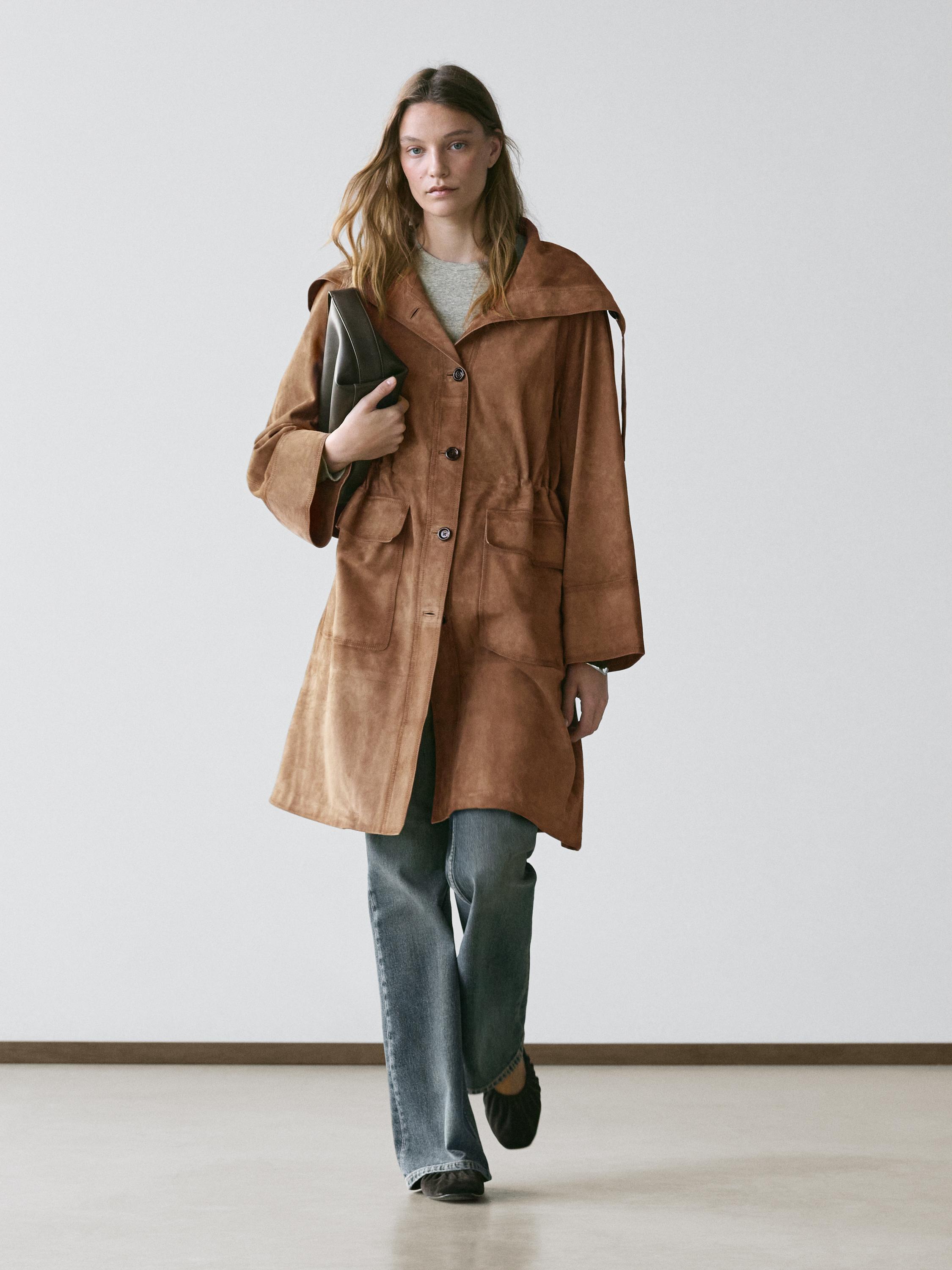 Long suede leather jacket