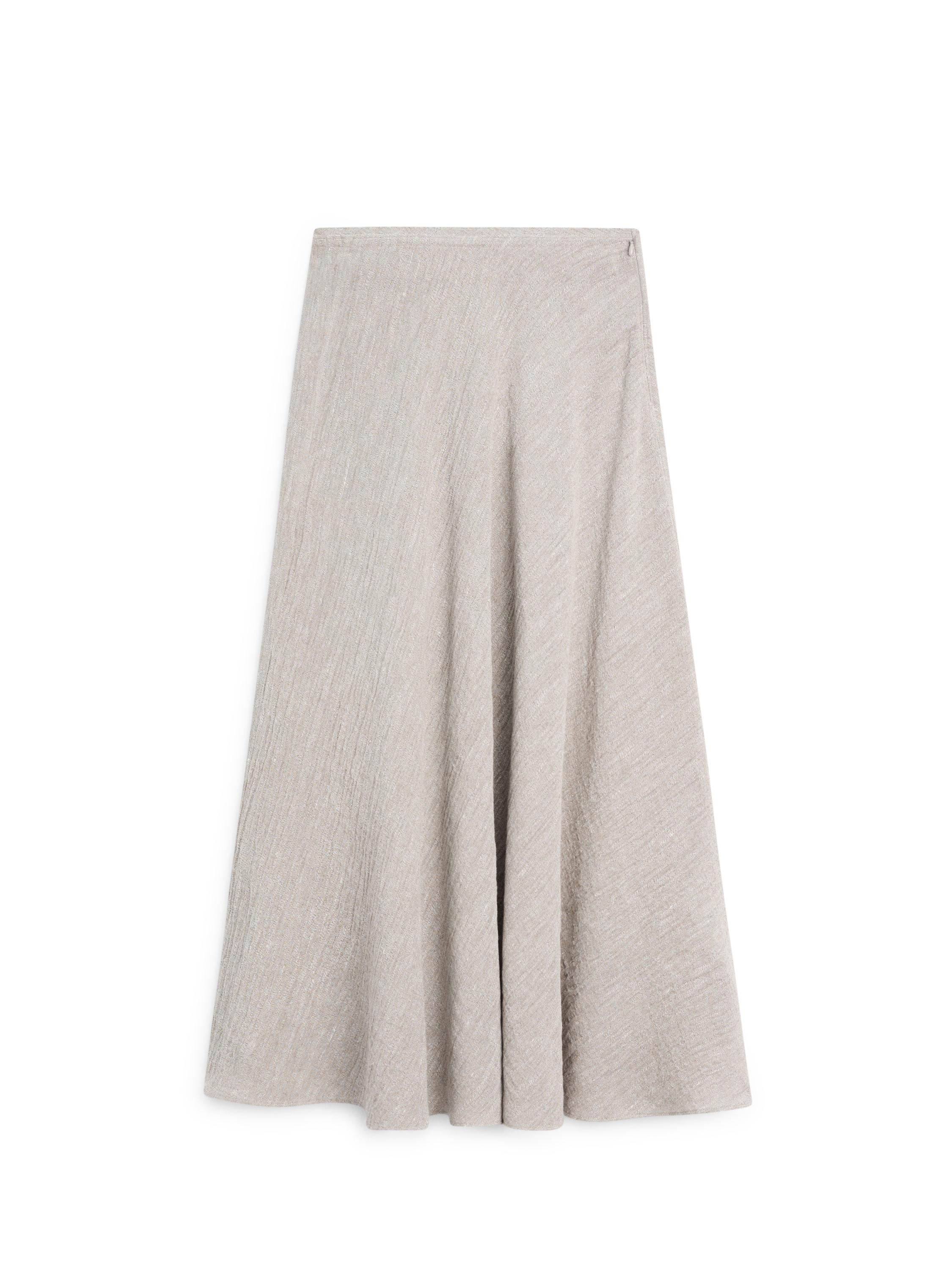 Waffle-knit flared midi skirt — GREY