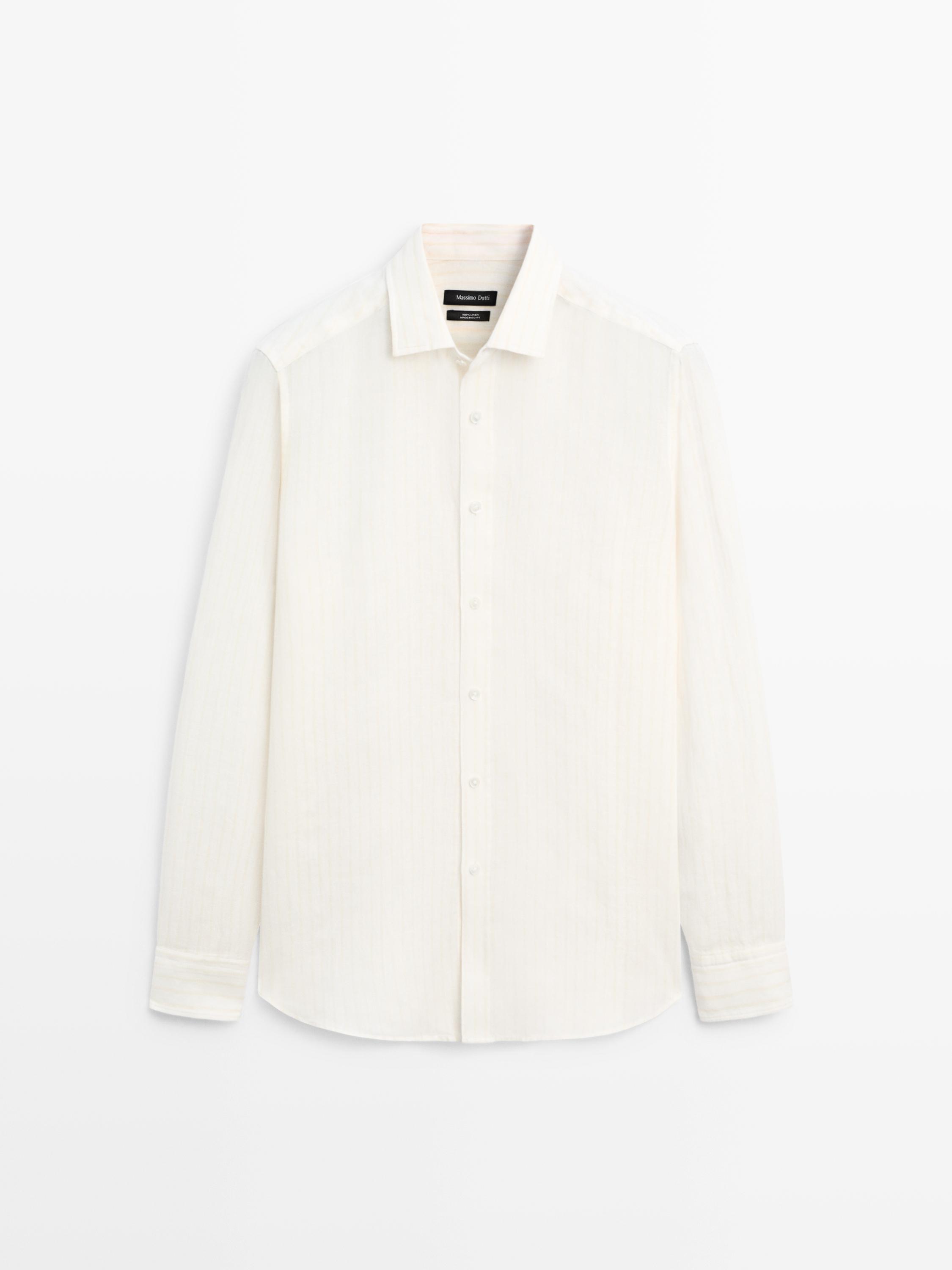 Chemise regular fit rayures 100&nbsp;% lin