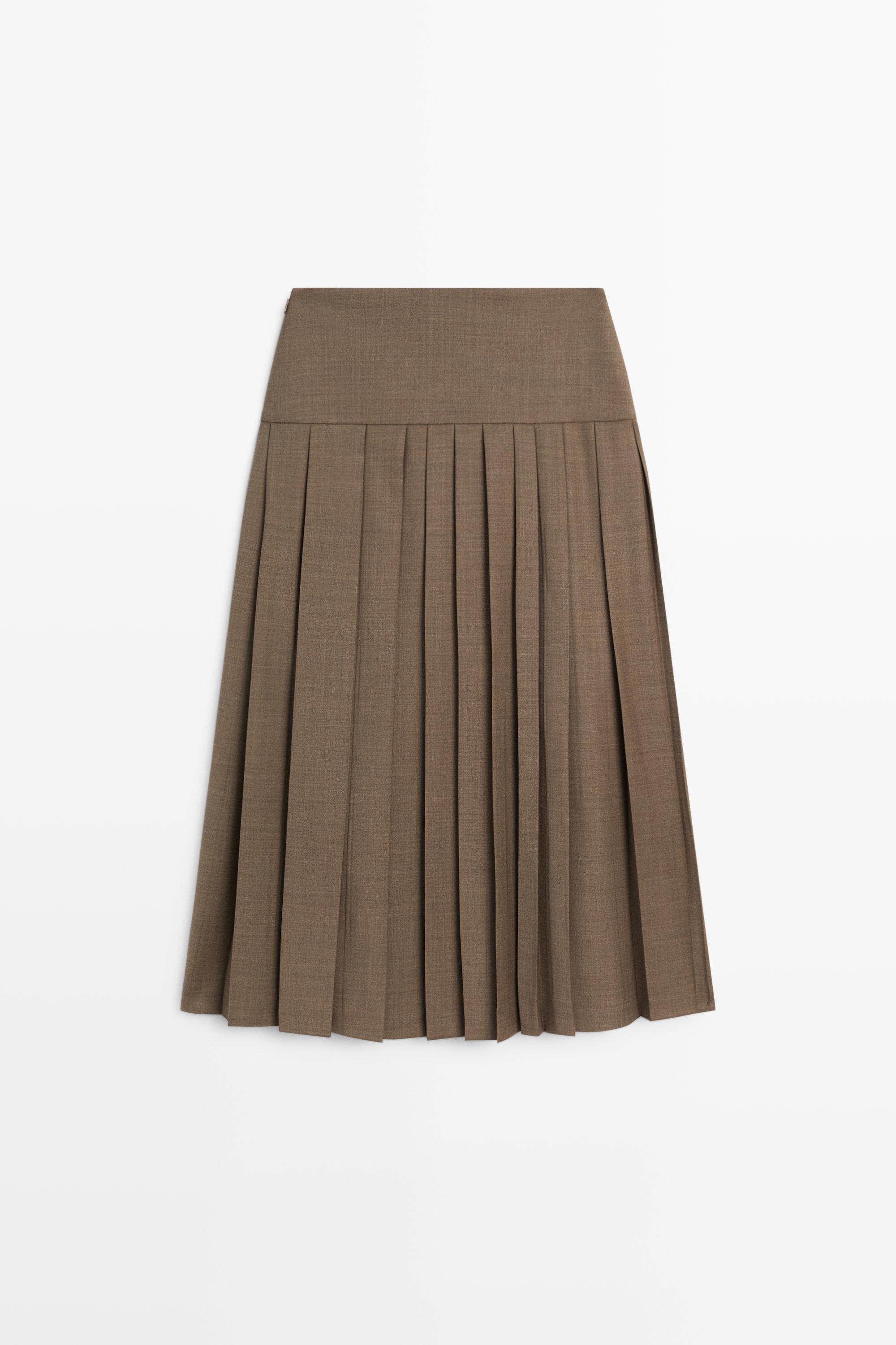 Pleated wool-blend midi skirt - thumbnail 6