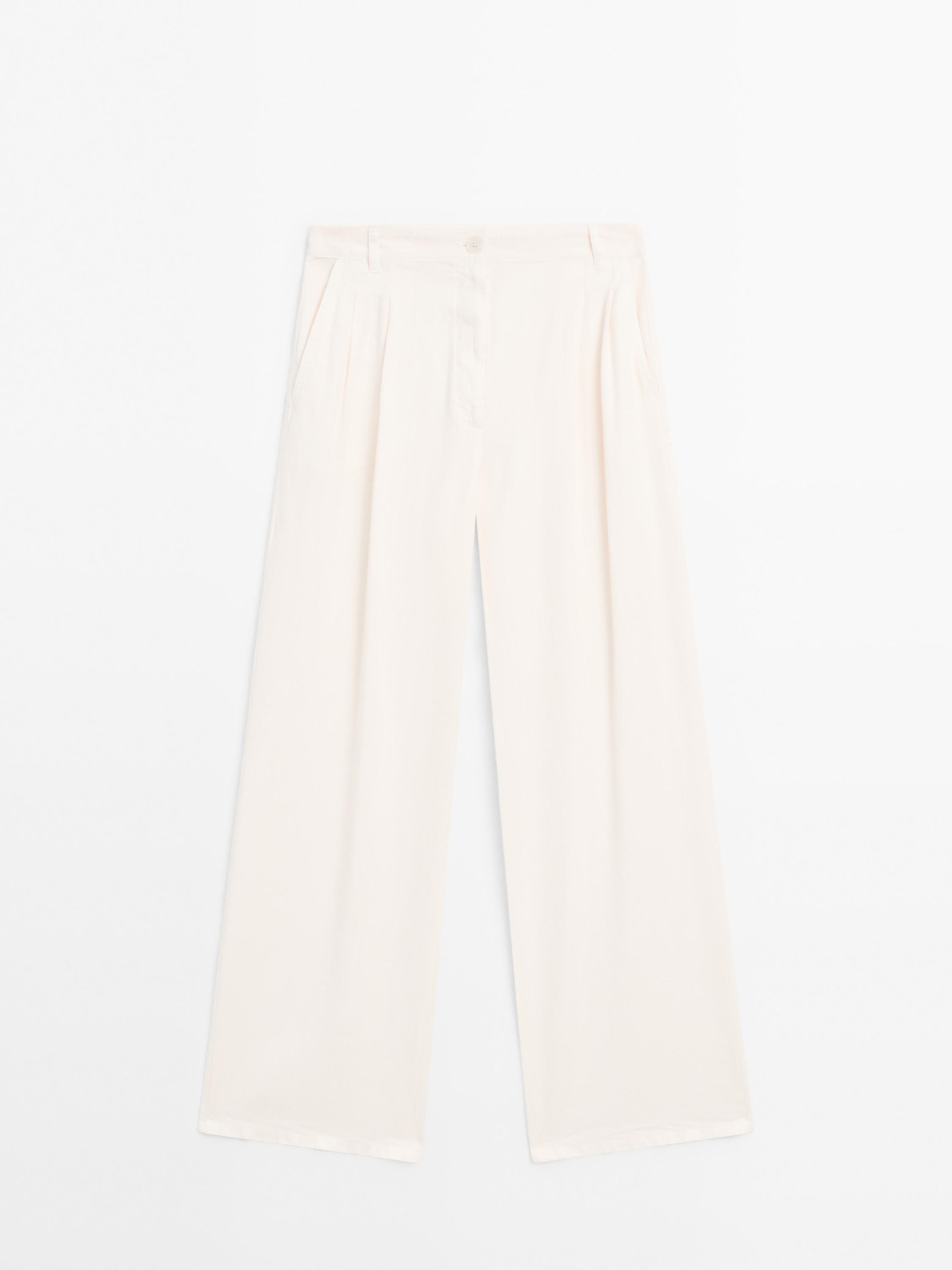 Pantaloni wide leg con doppia pince