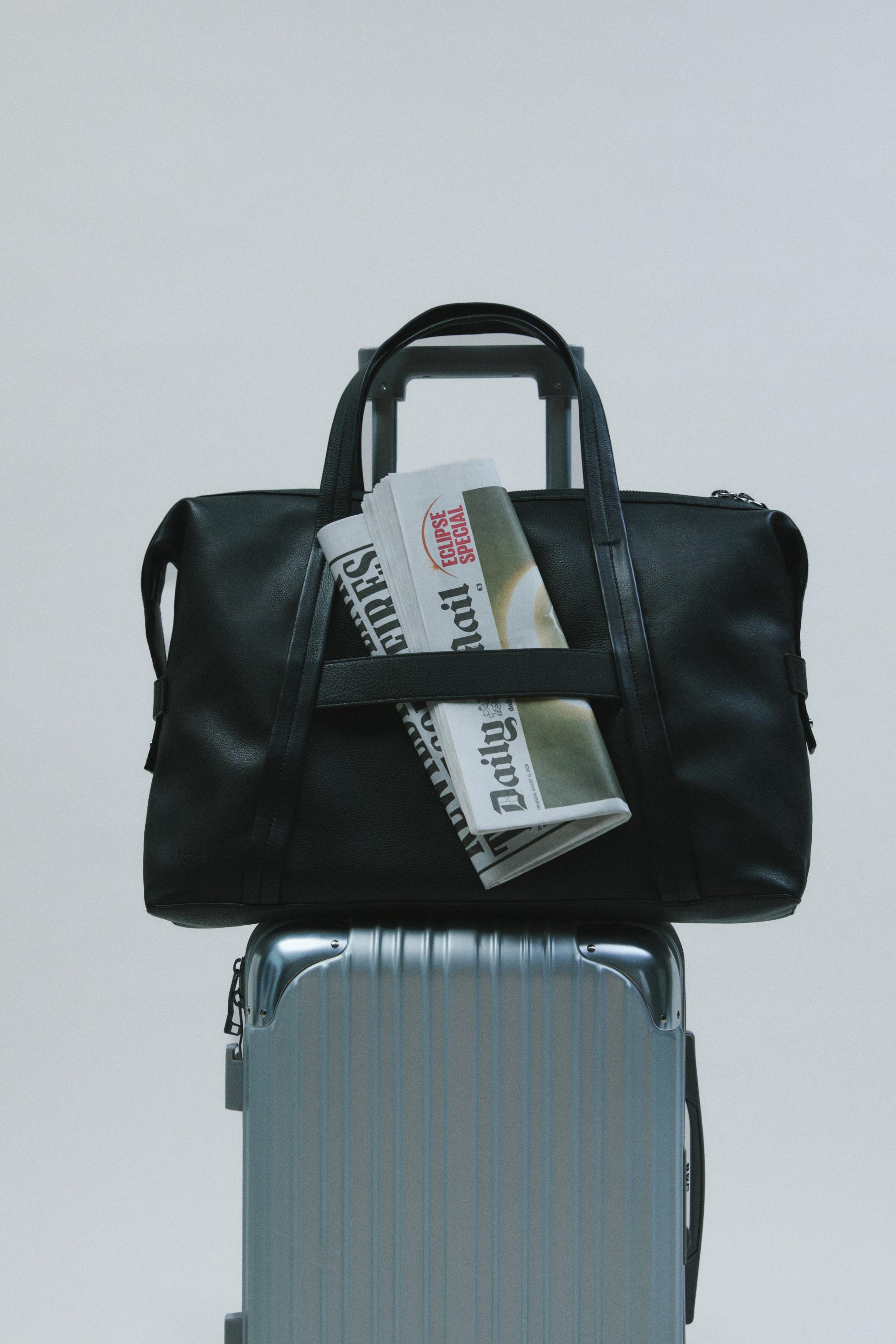 Nappa leather carry-on bag — BLACK