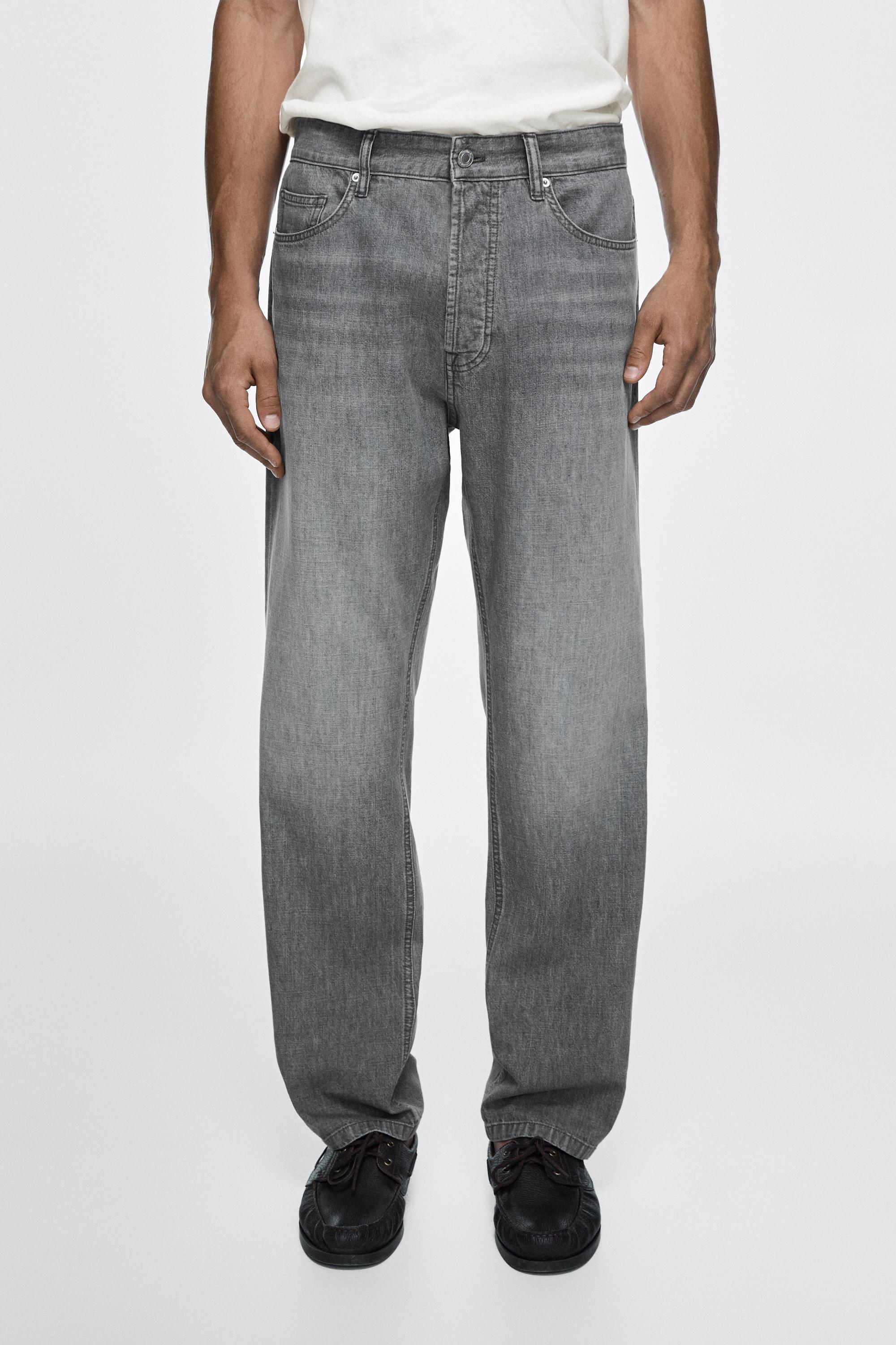Lightweight straight-leg jeans — GREY MARL