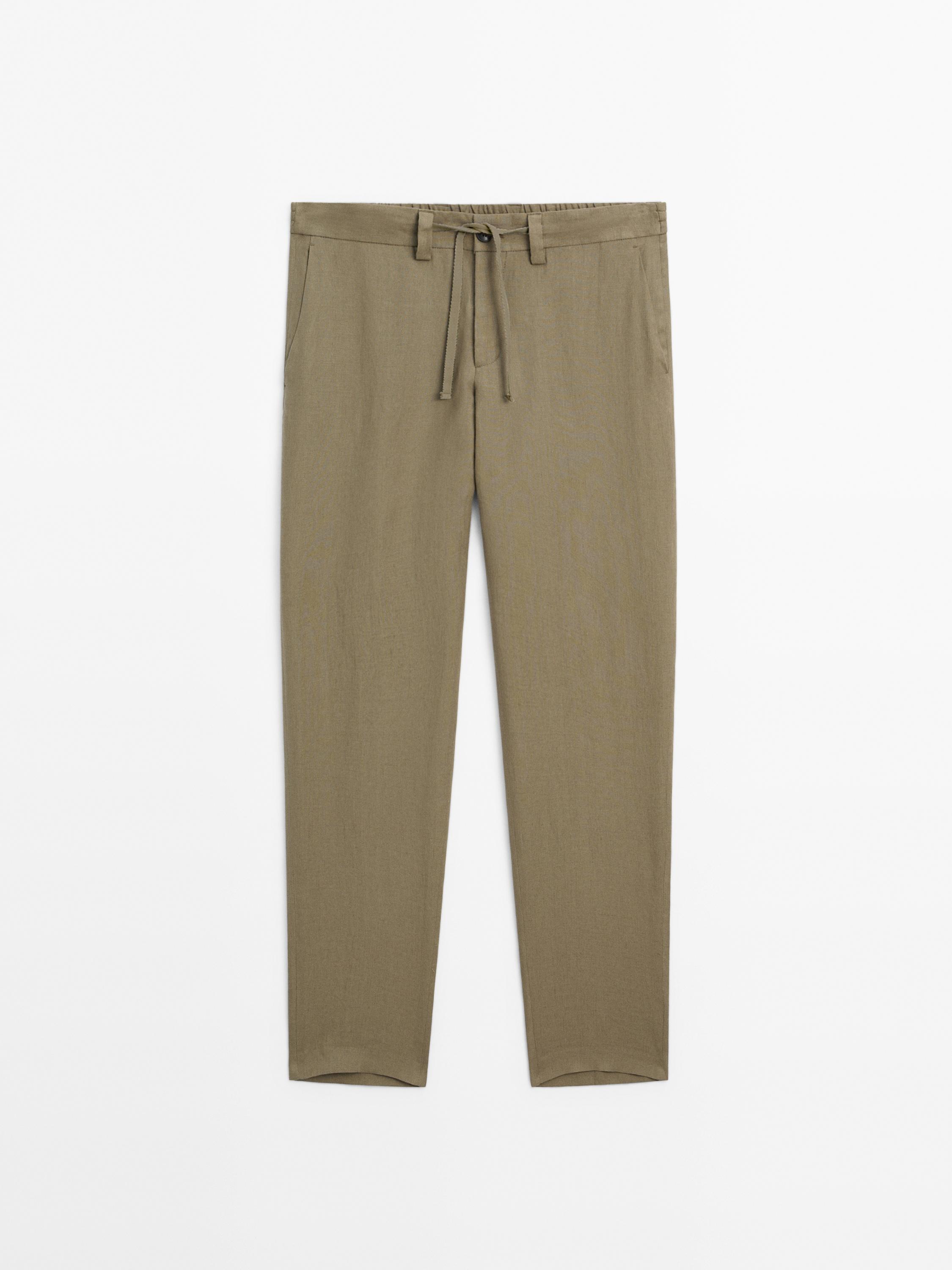Total look 100% linen trousers