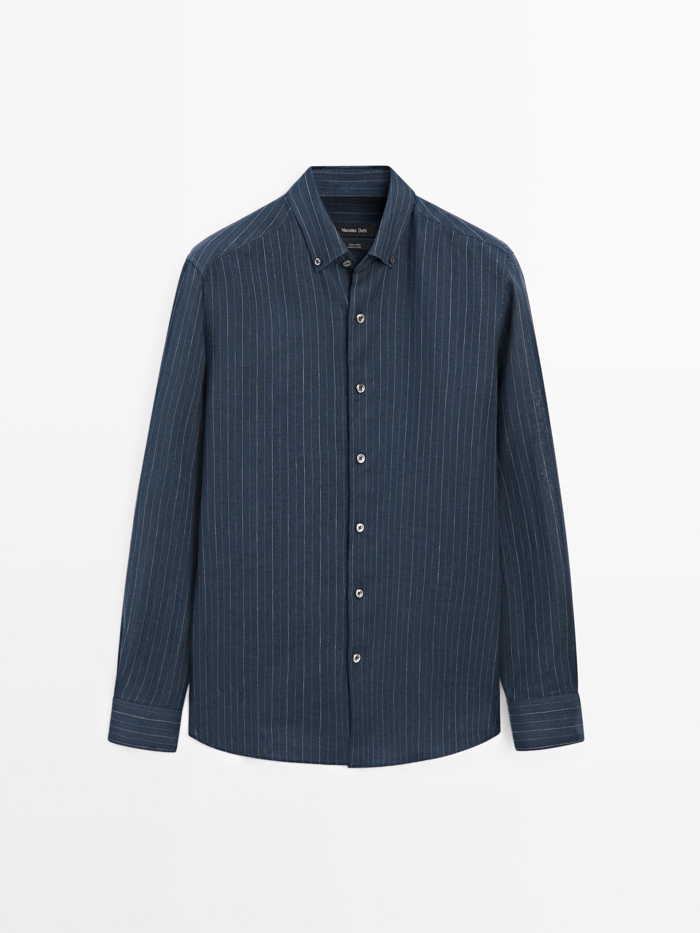 Camisa ratlles botó coll 100% lli