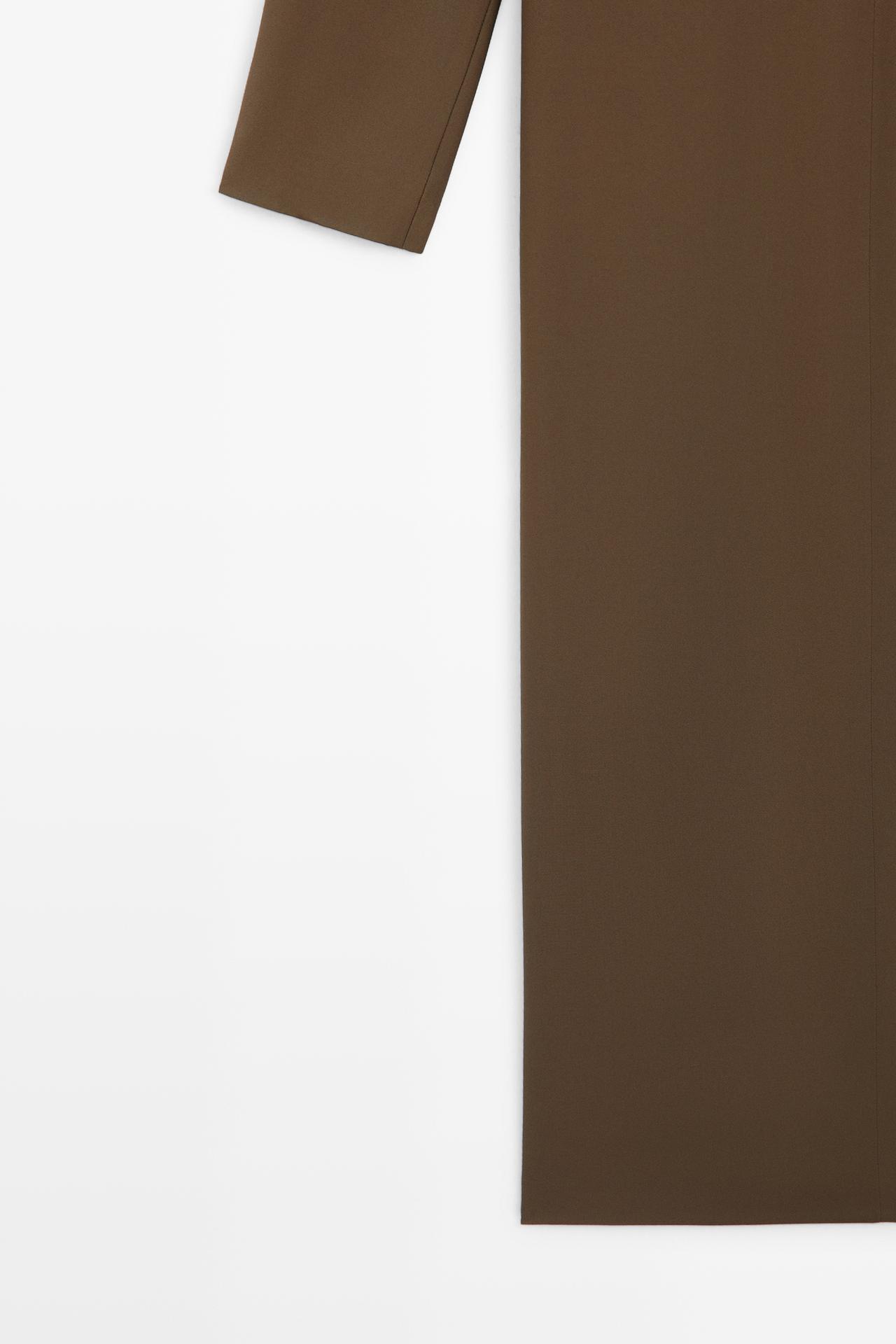 Fluid midi dress with asymmetrical neckline — BROWN