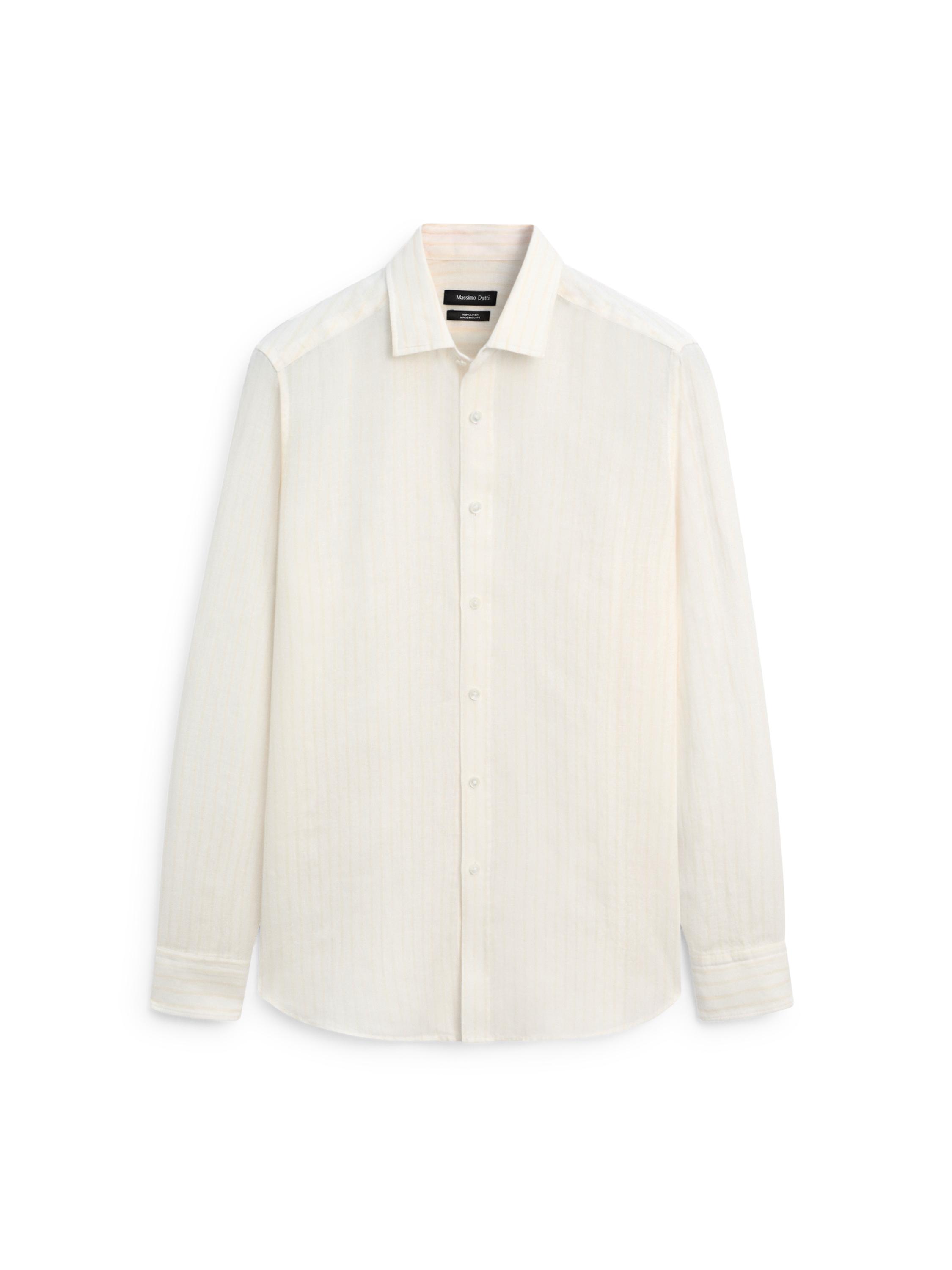 100% linen regular fit shirt — BEIGE