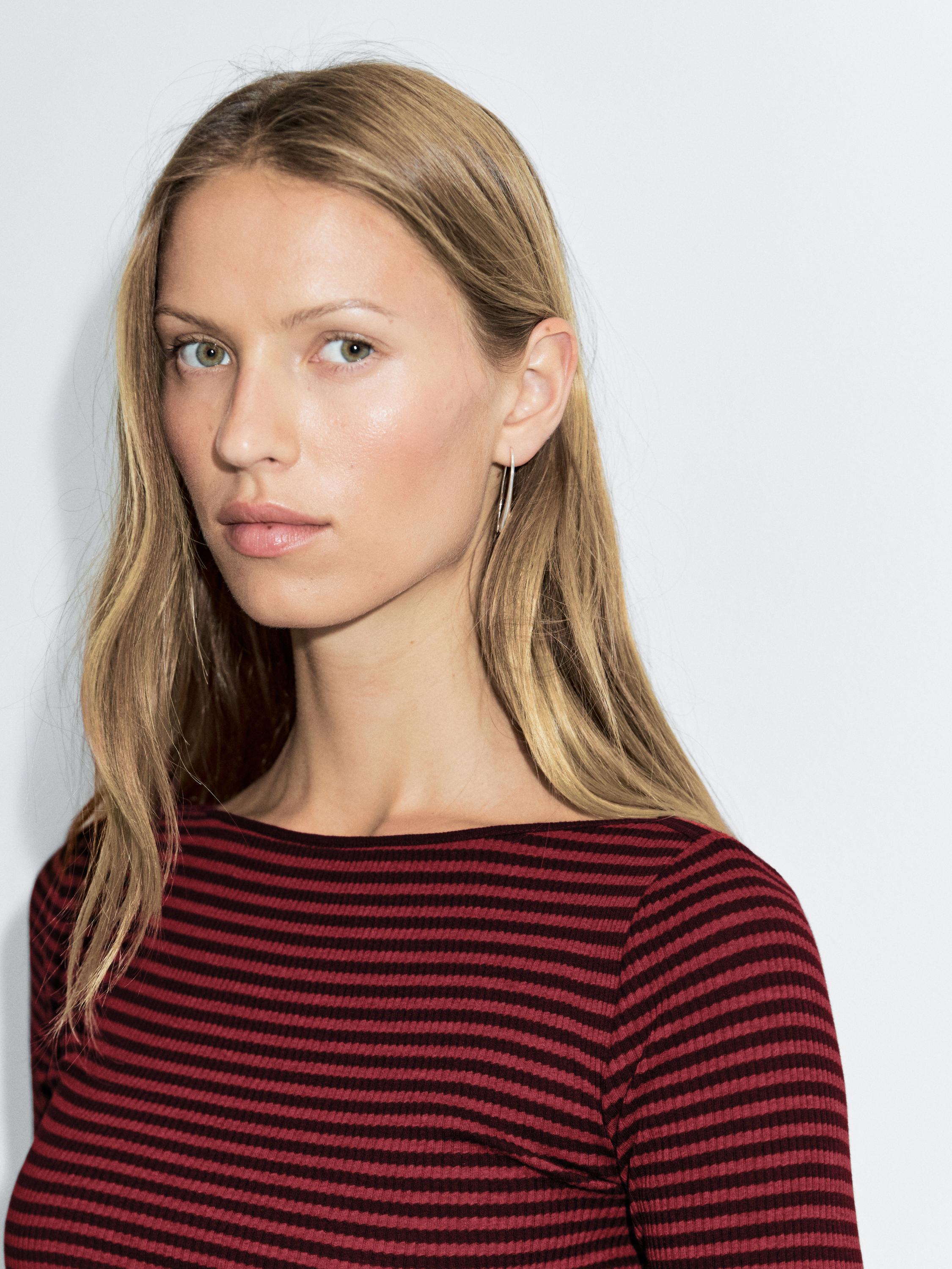 Striped long sleeve T-shirt with trim detail