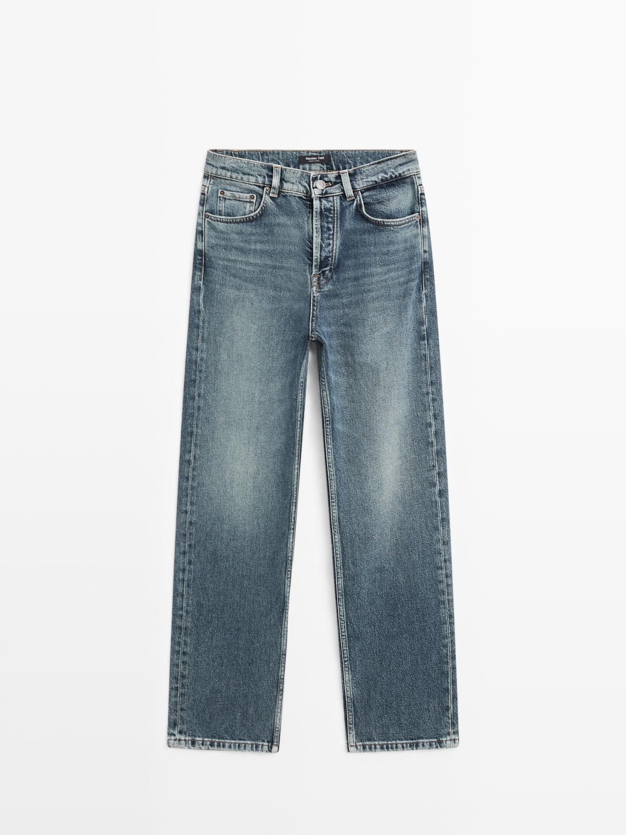 Massimo Dutti - Dame - Højtaljede, Lige Ben, Komfortable Jeans - Blå - 40