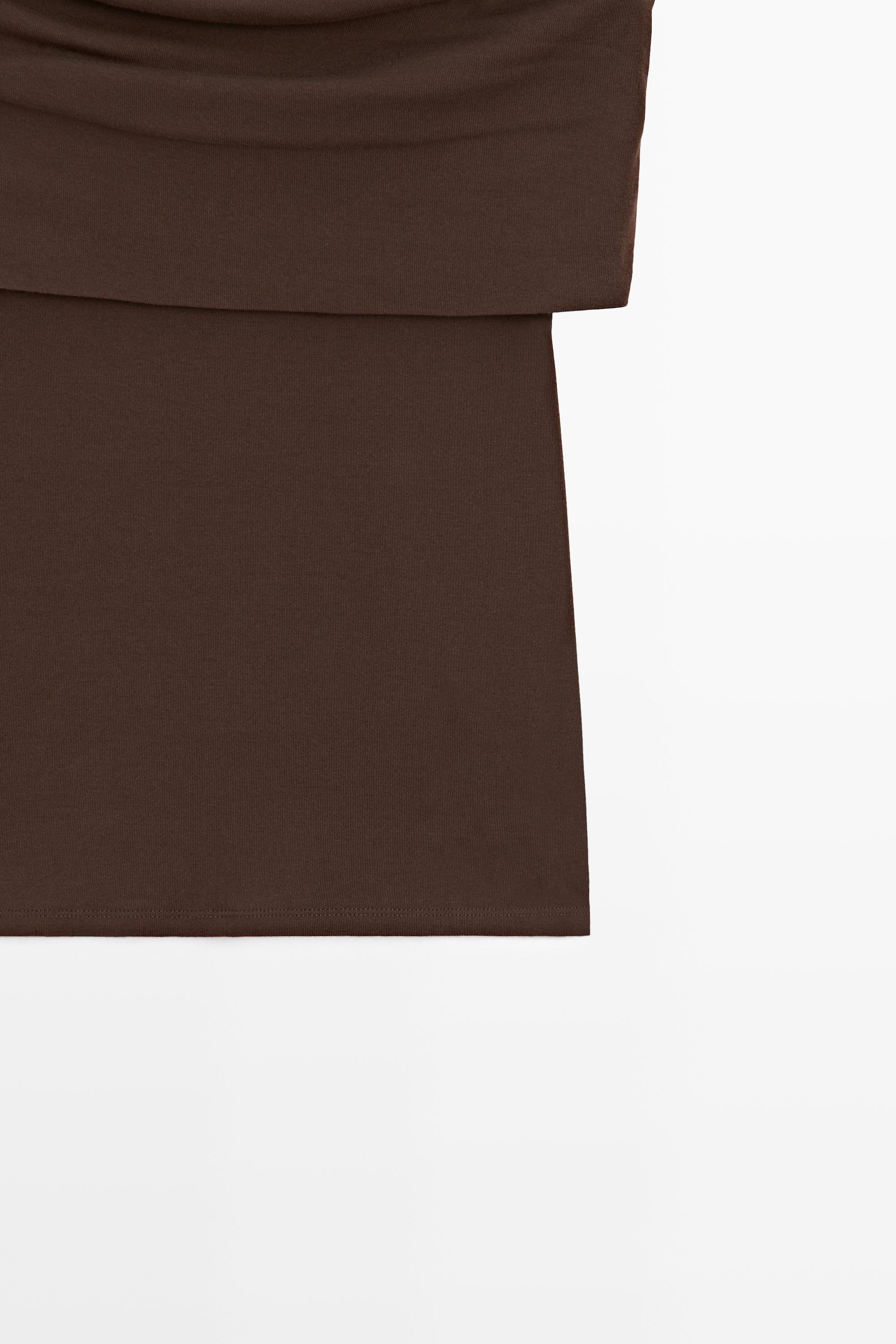 Cotton off-the-shoulder top — BROWN
