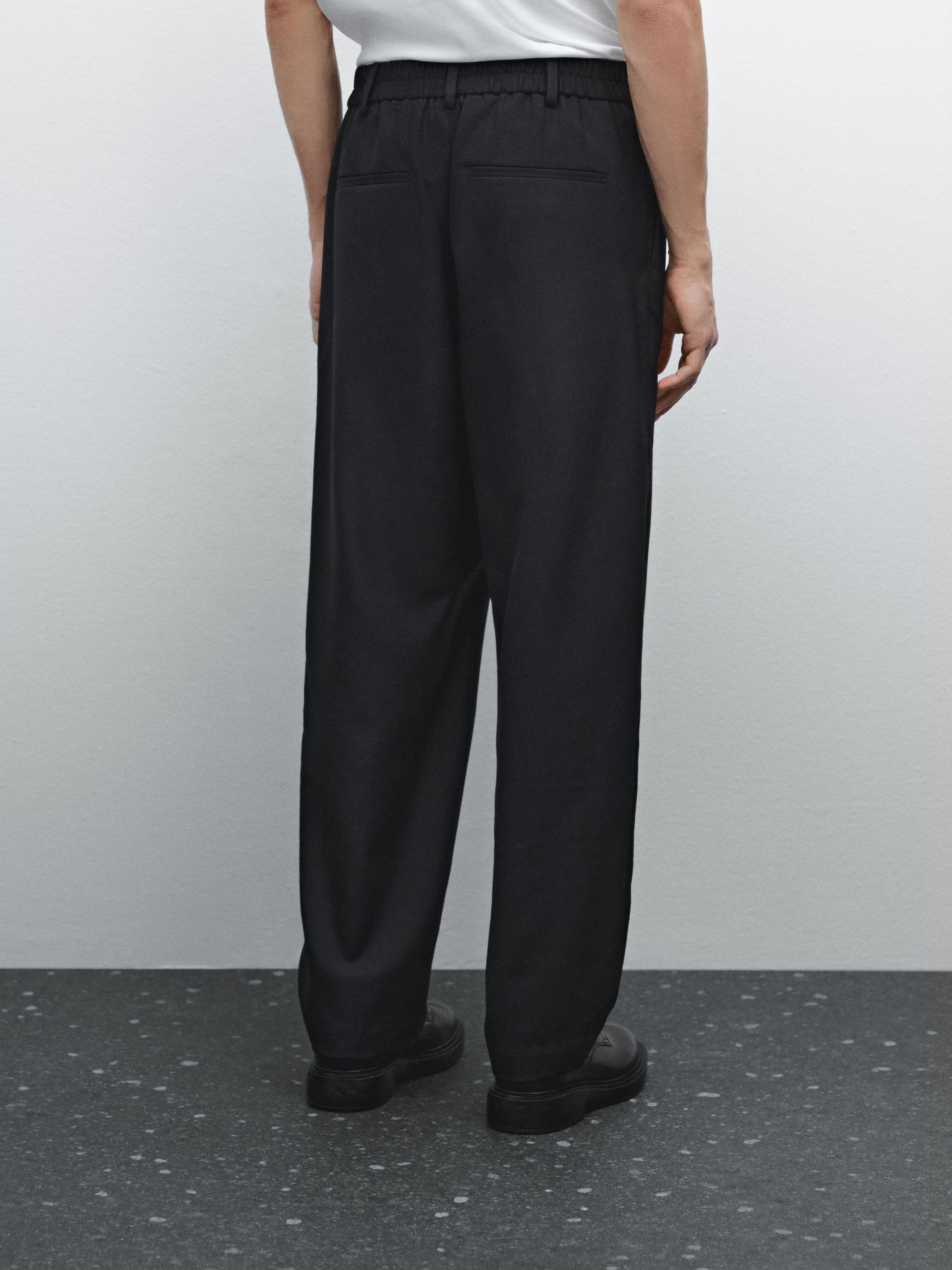 Relaxed fit cool wool blend trousers