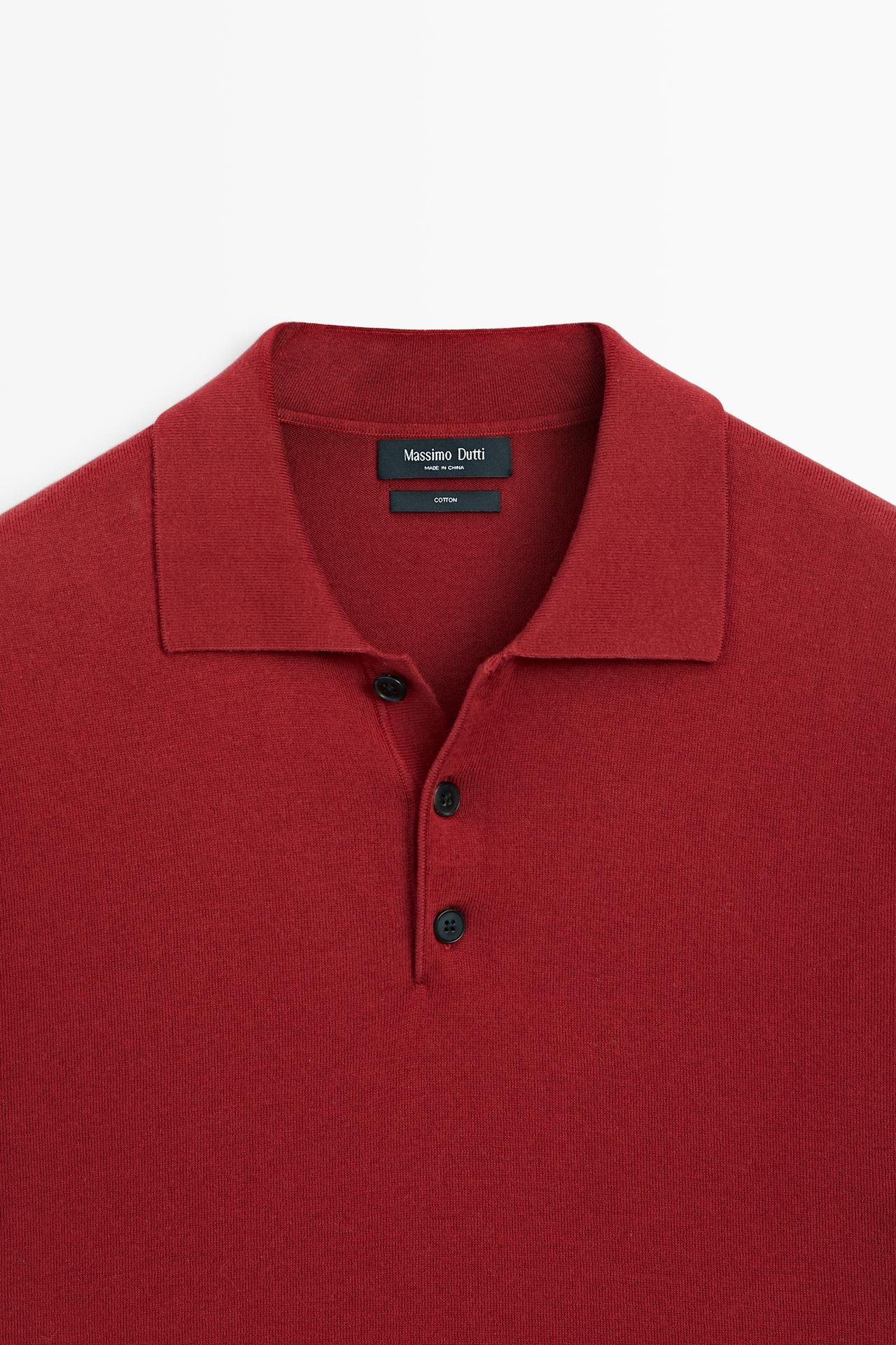100% cotton knit short sleeve polo shirt — DARK PINK