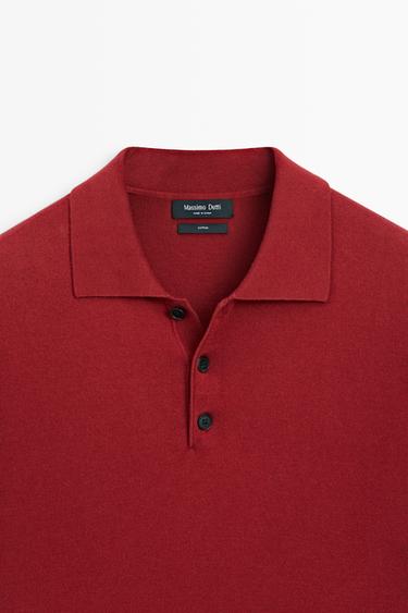 100% cotton knit short sleeve polo shirt — DARK PINK 9