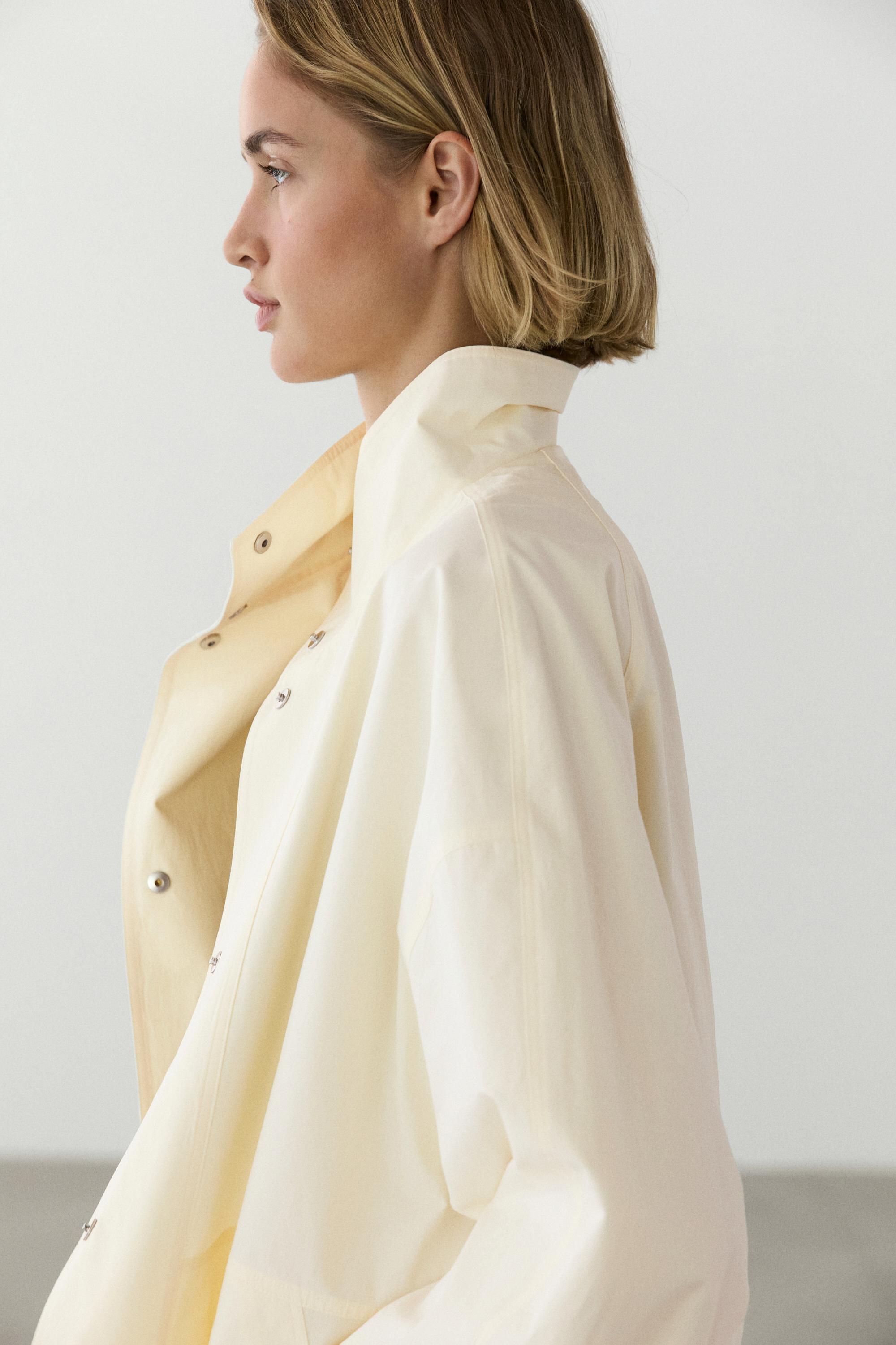 Oversize bomber jacket with snap buttons — CREAM