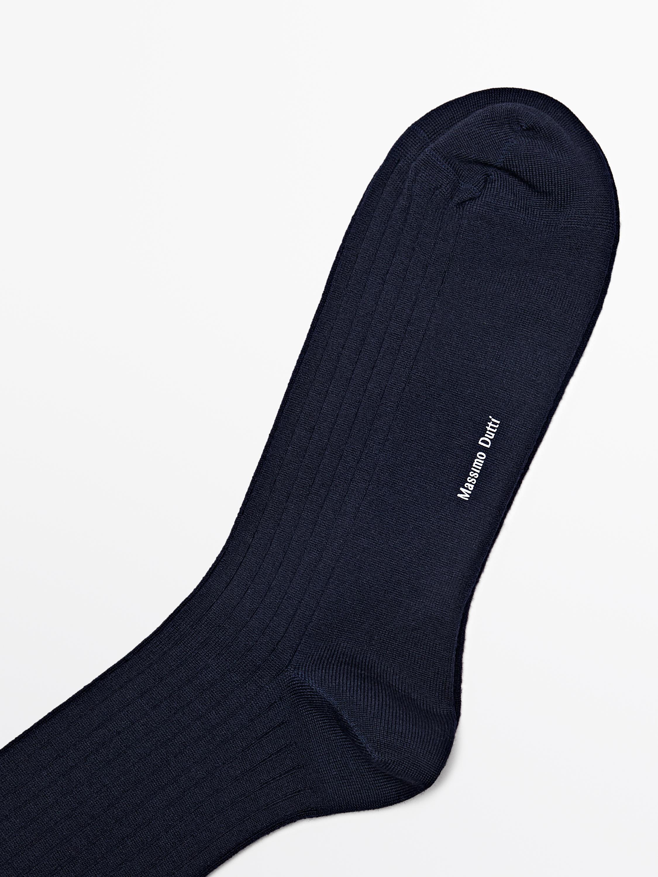 Ribbed knit wool blend socks
