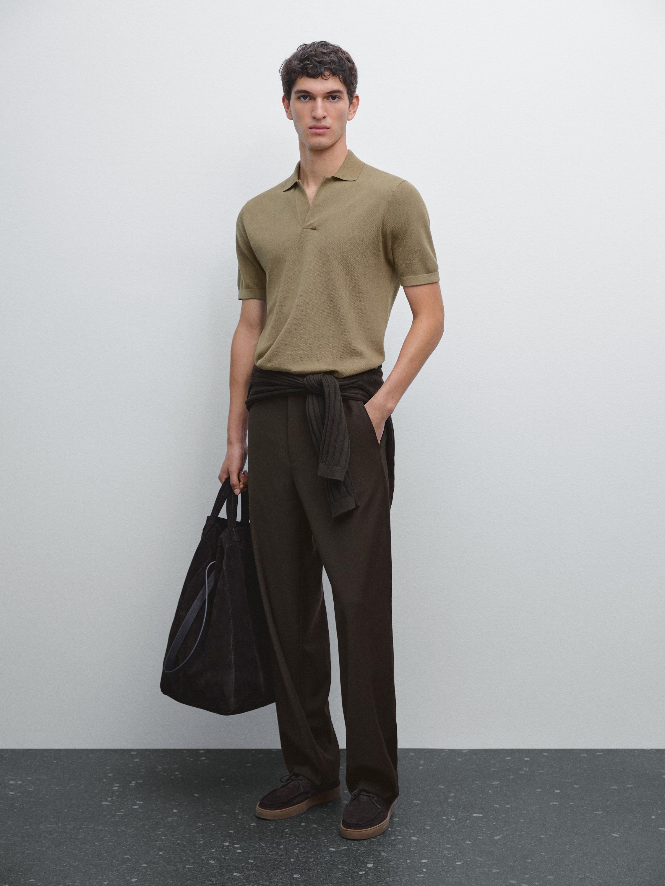 Polo en maille à col en V