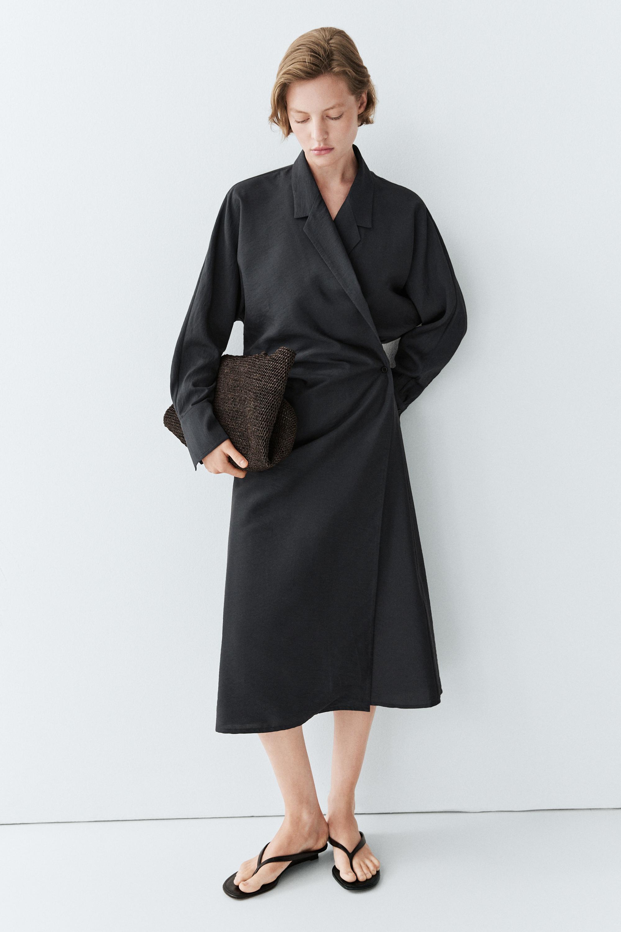 Midi dress with draped detail — LEAD
