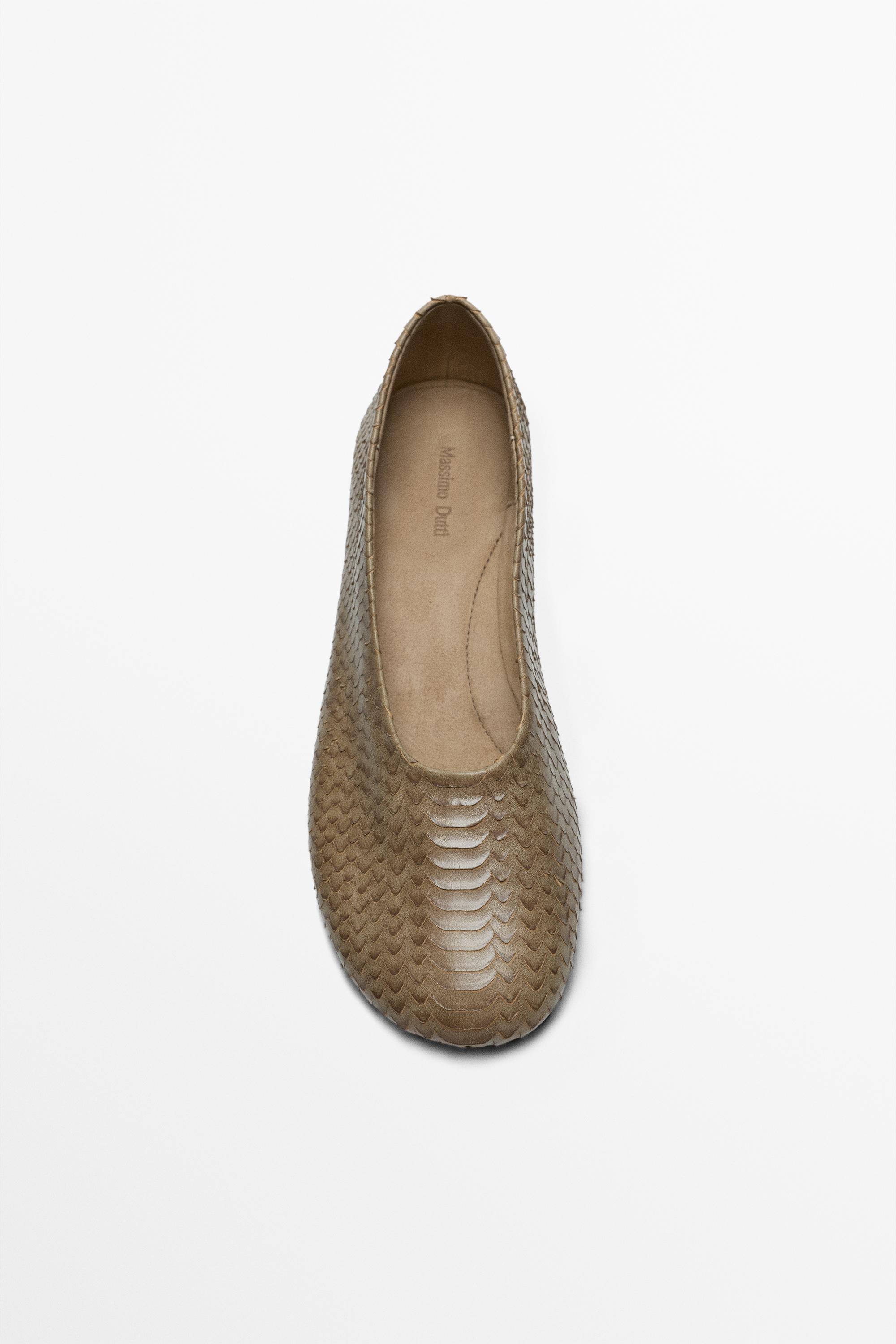 Round toe leather ballerinas — ANIMAL PRINT