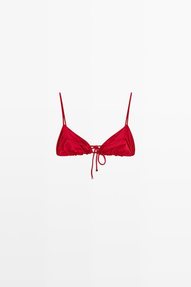 Shimmering triangle bikini top — RED 4