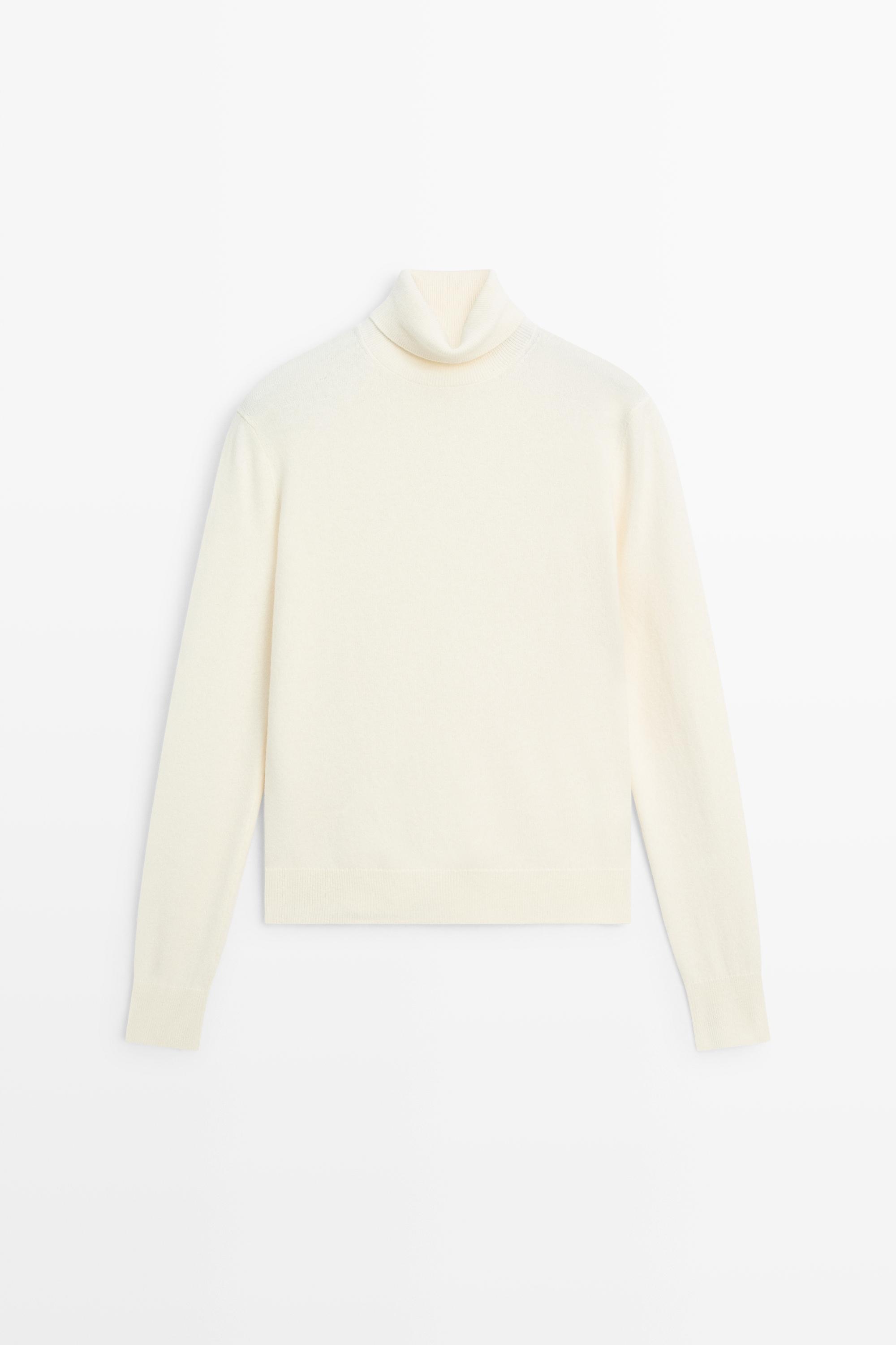 Wool-blend knit turtleneck sweater