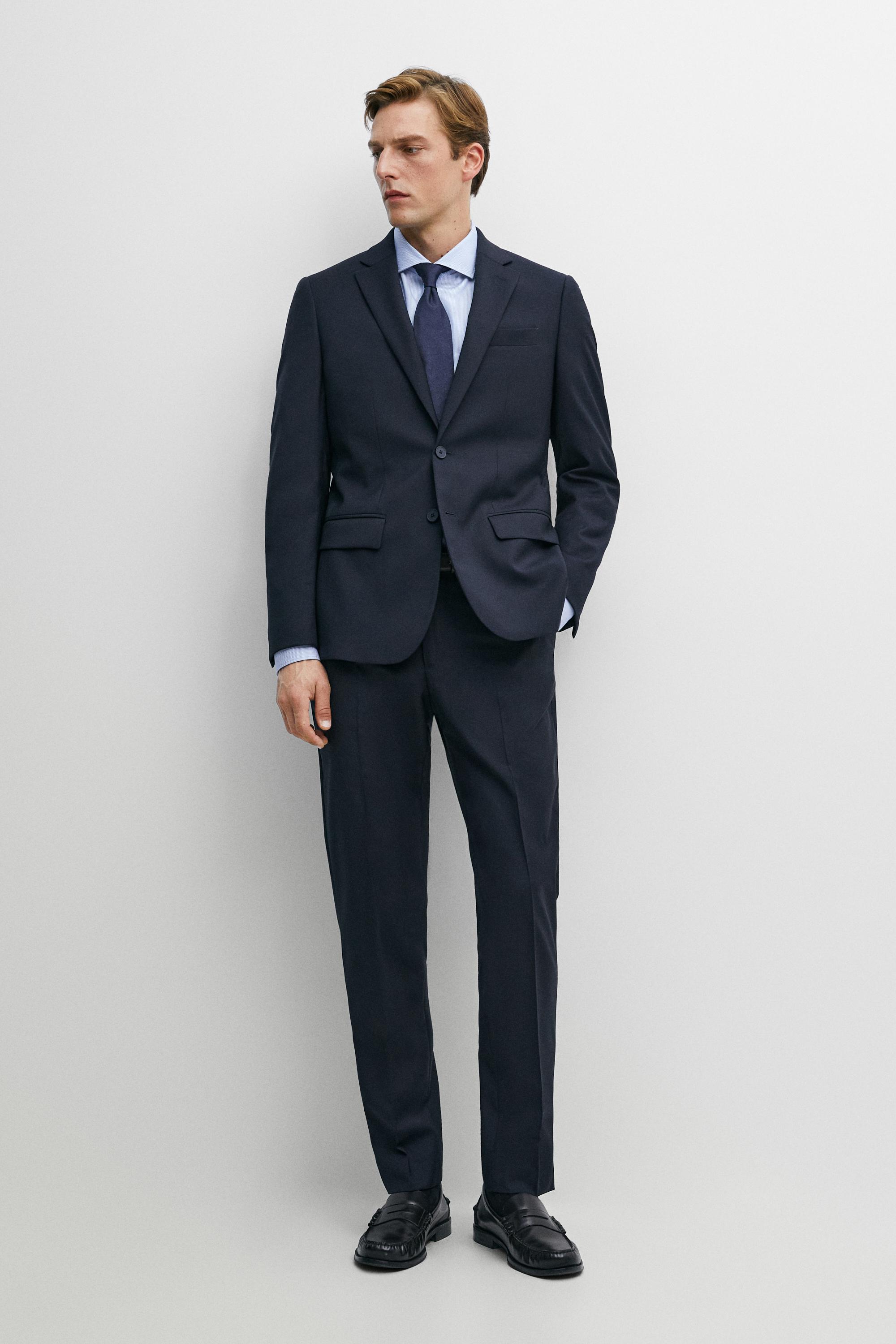 Slim fit striped 100% cotton shirt — BLUE