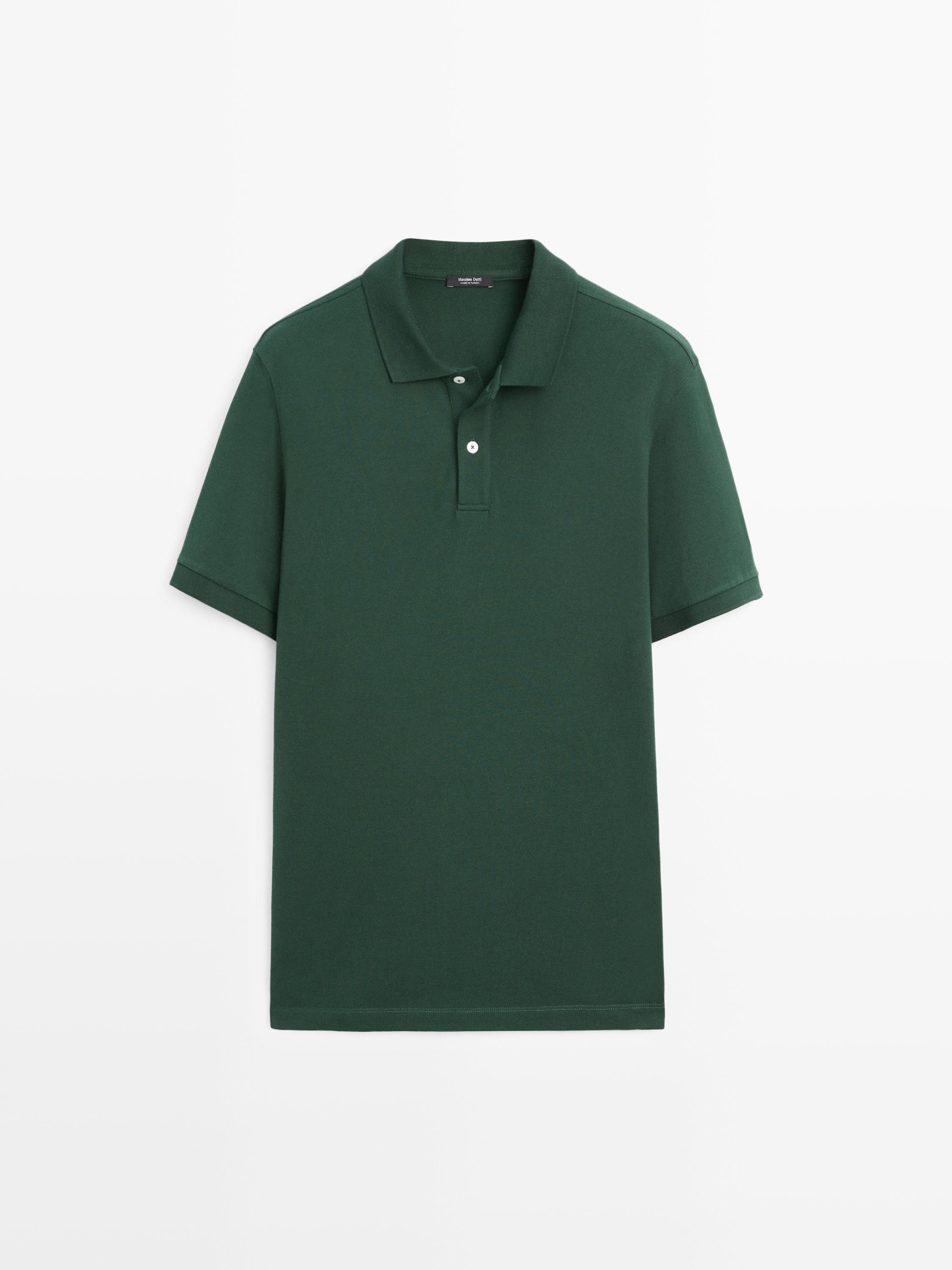 Micro-textured cotton piqué polo shirt