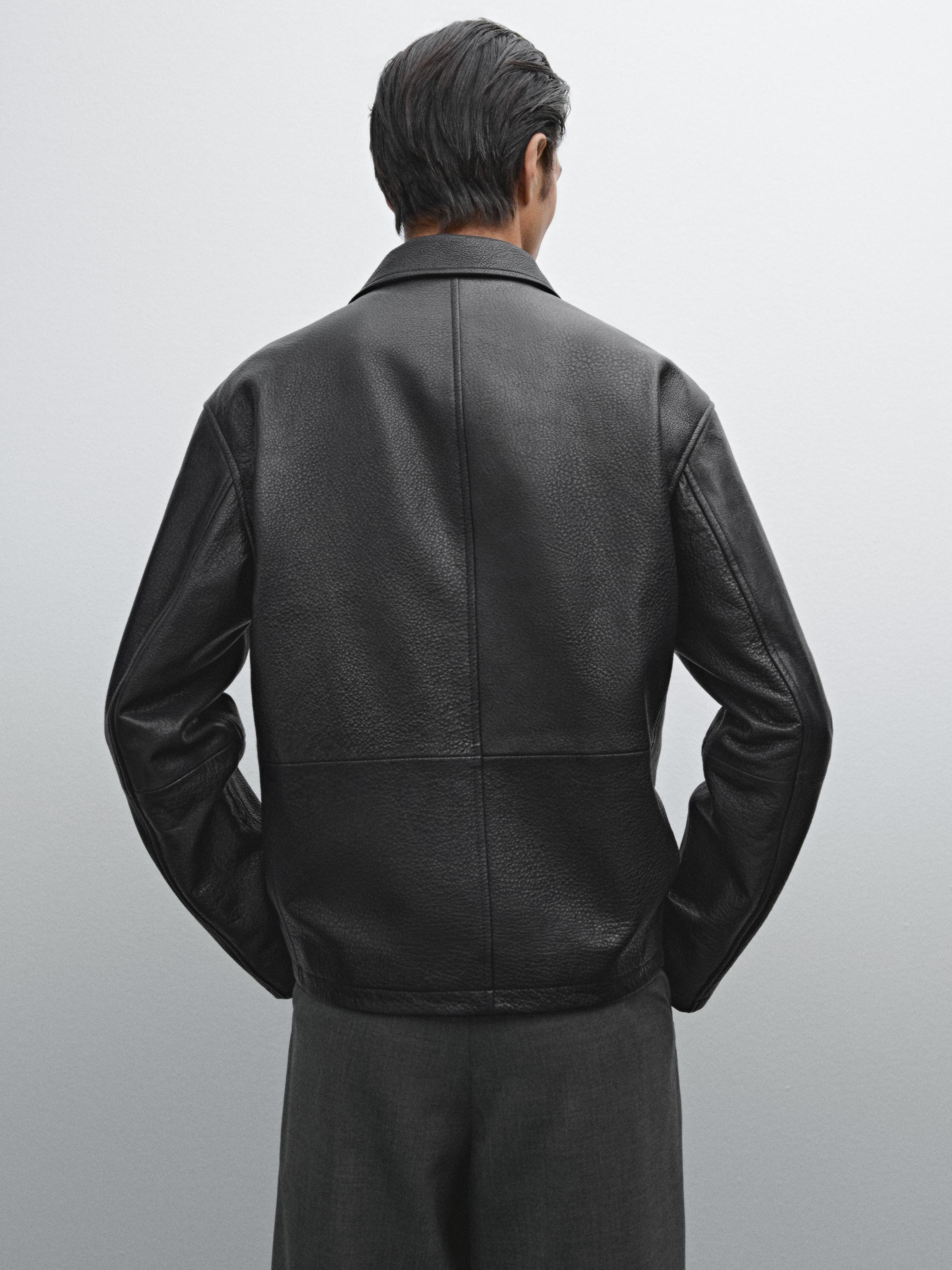 Crackled nappa leather jacket