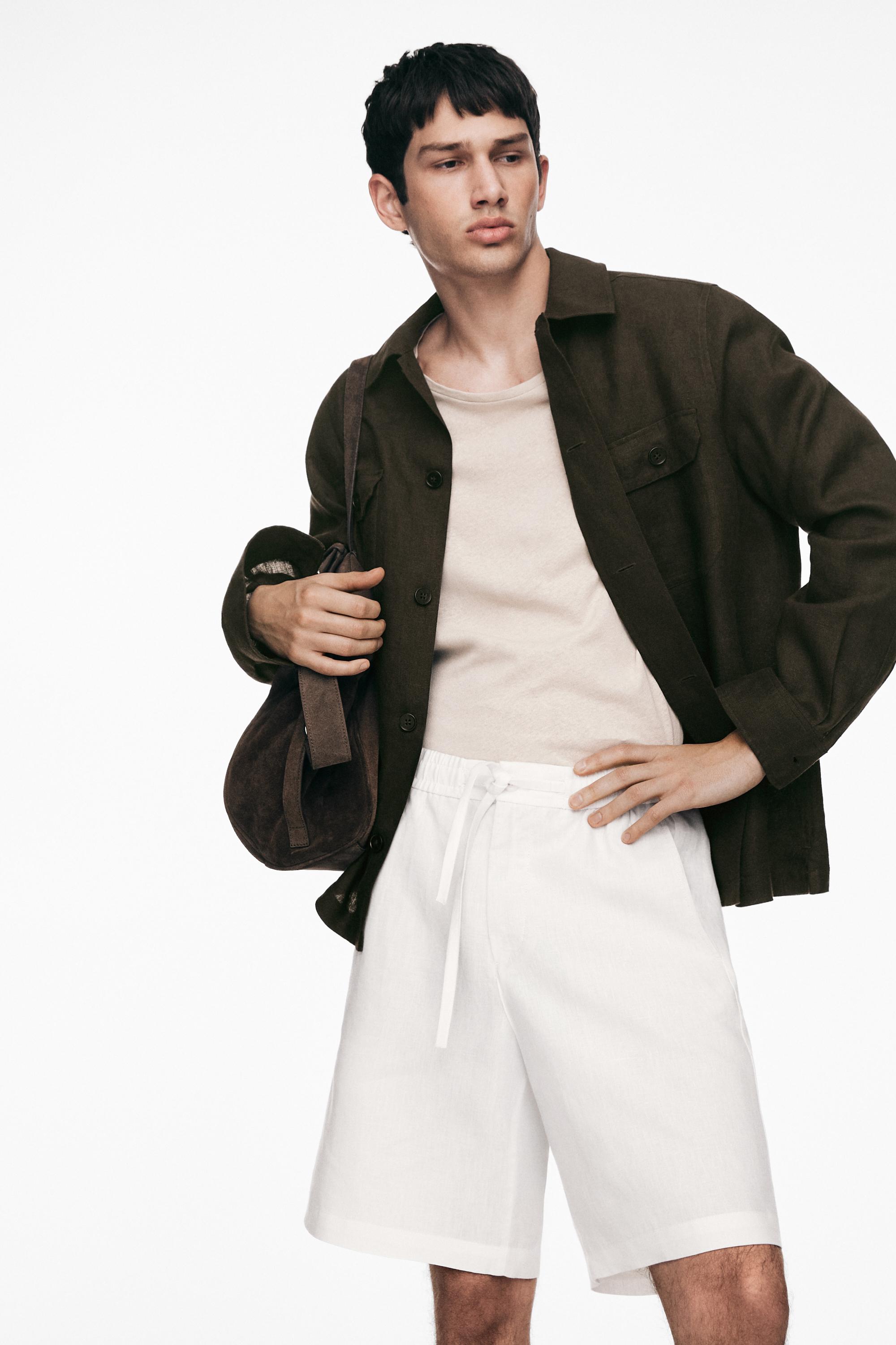 100% linen short Bermuda shorts — Off white