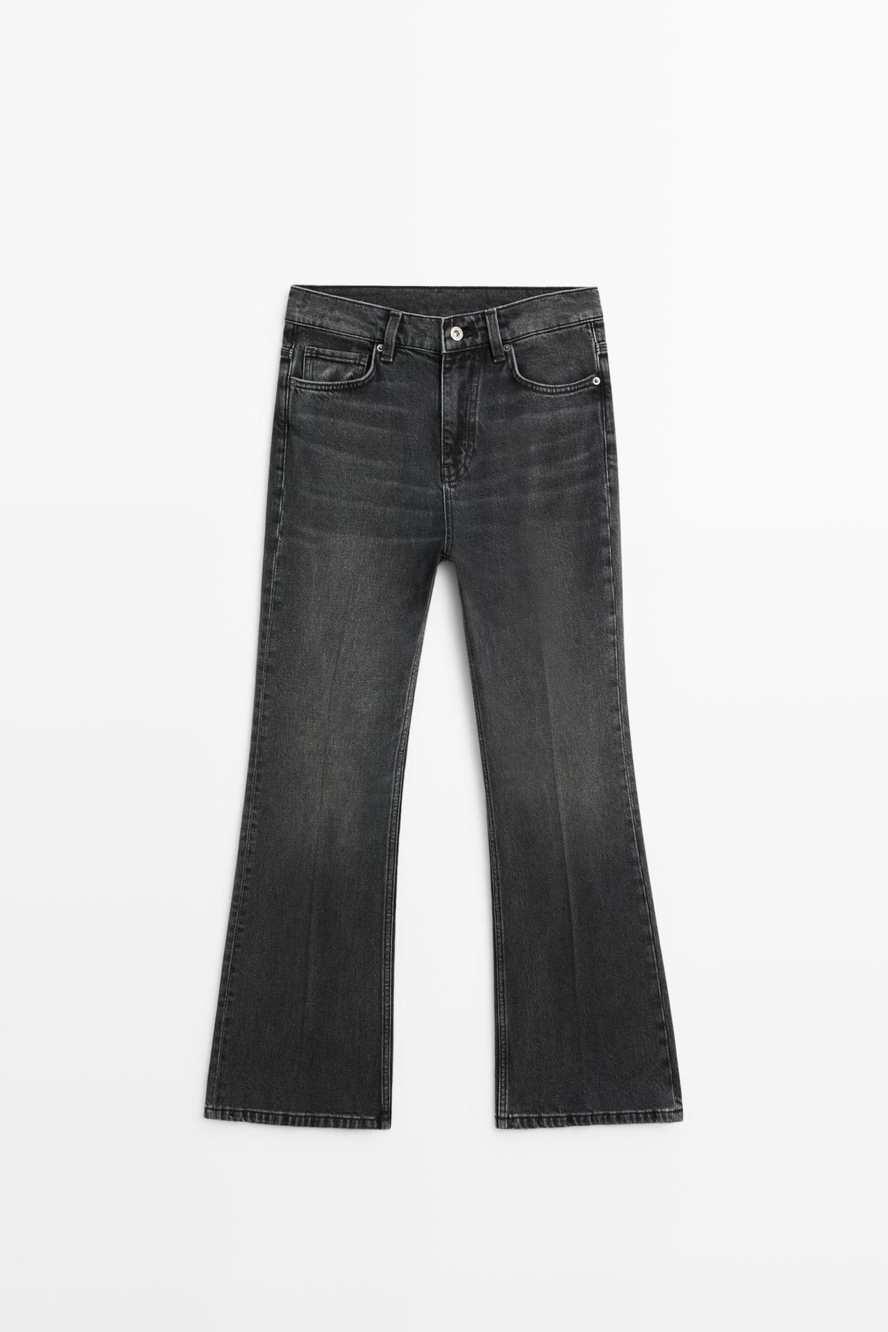 Mid-waist flare fit jeans — BLACK