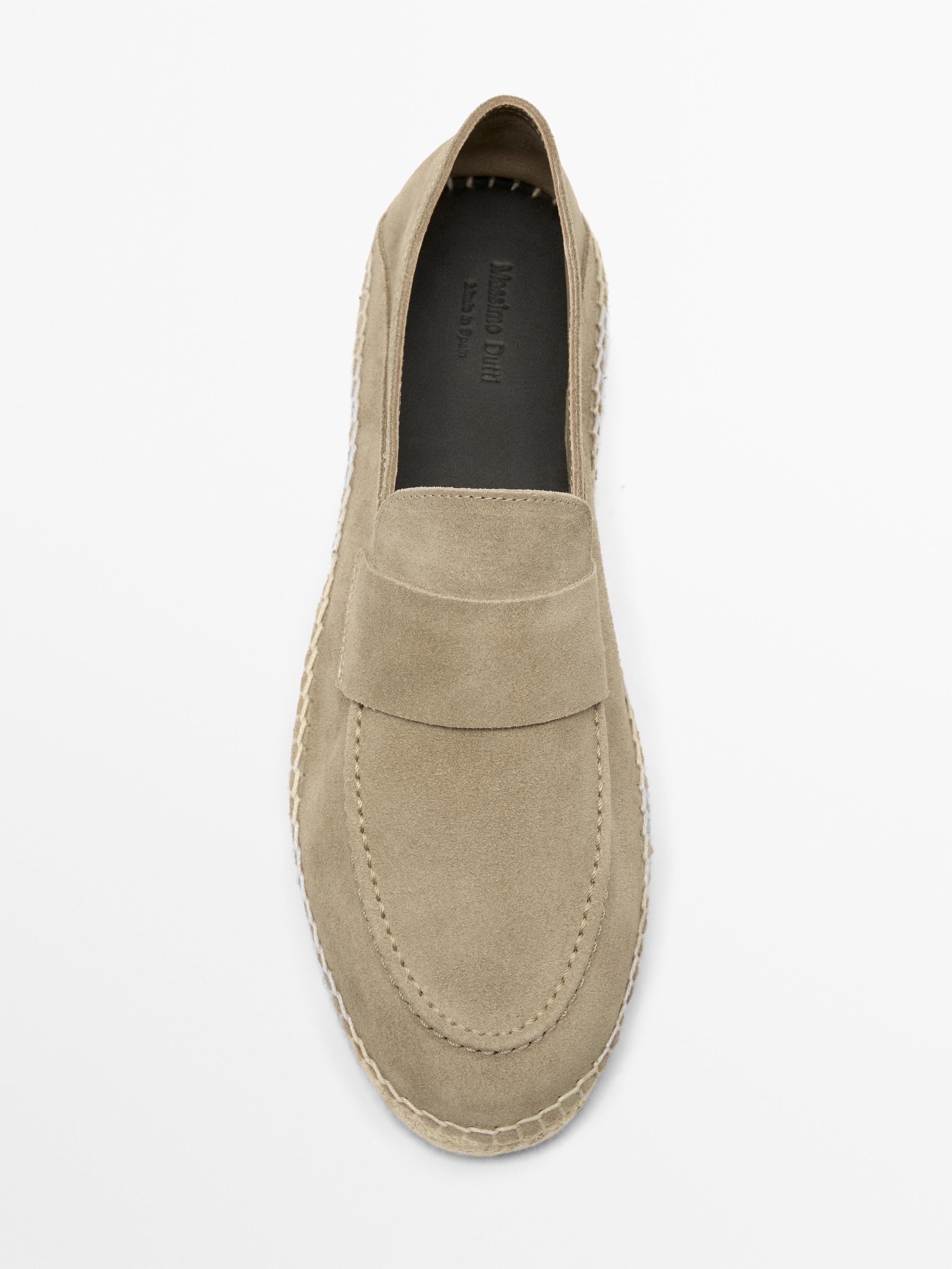 Split suede leather espadrille with piece — SAND