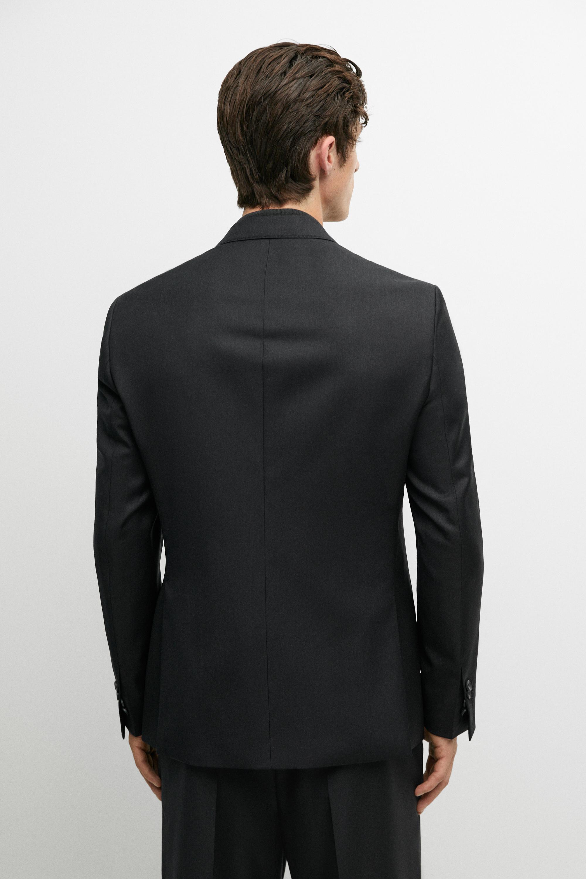 100% Wool Suit Blazer — CHARCOAL