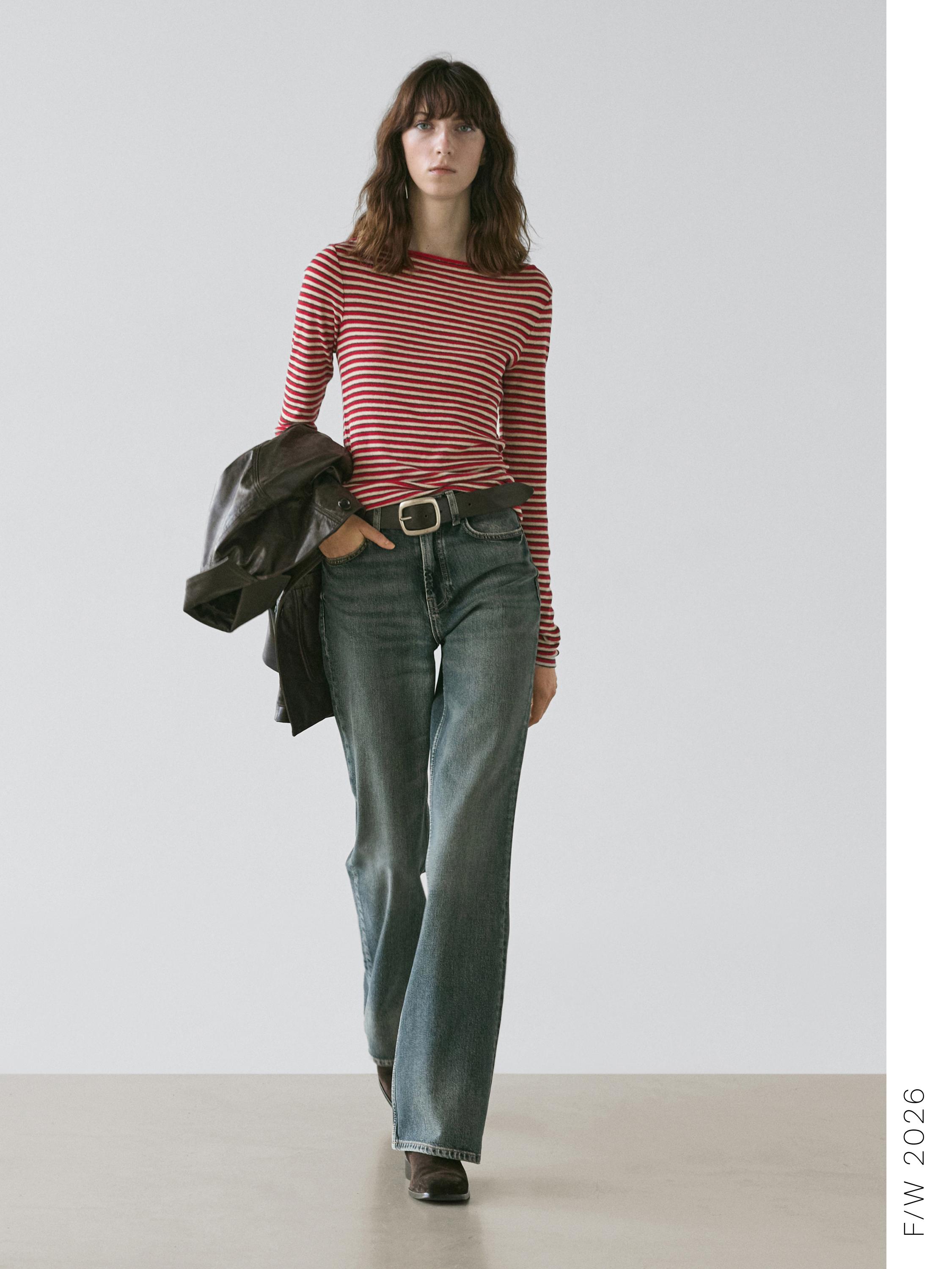 Mid-rise straight-leg flare fit jeans — MEDIUM BLUE