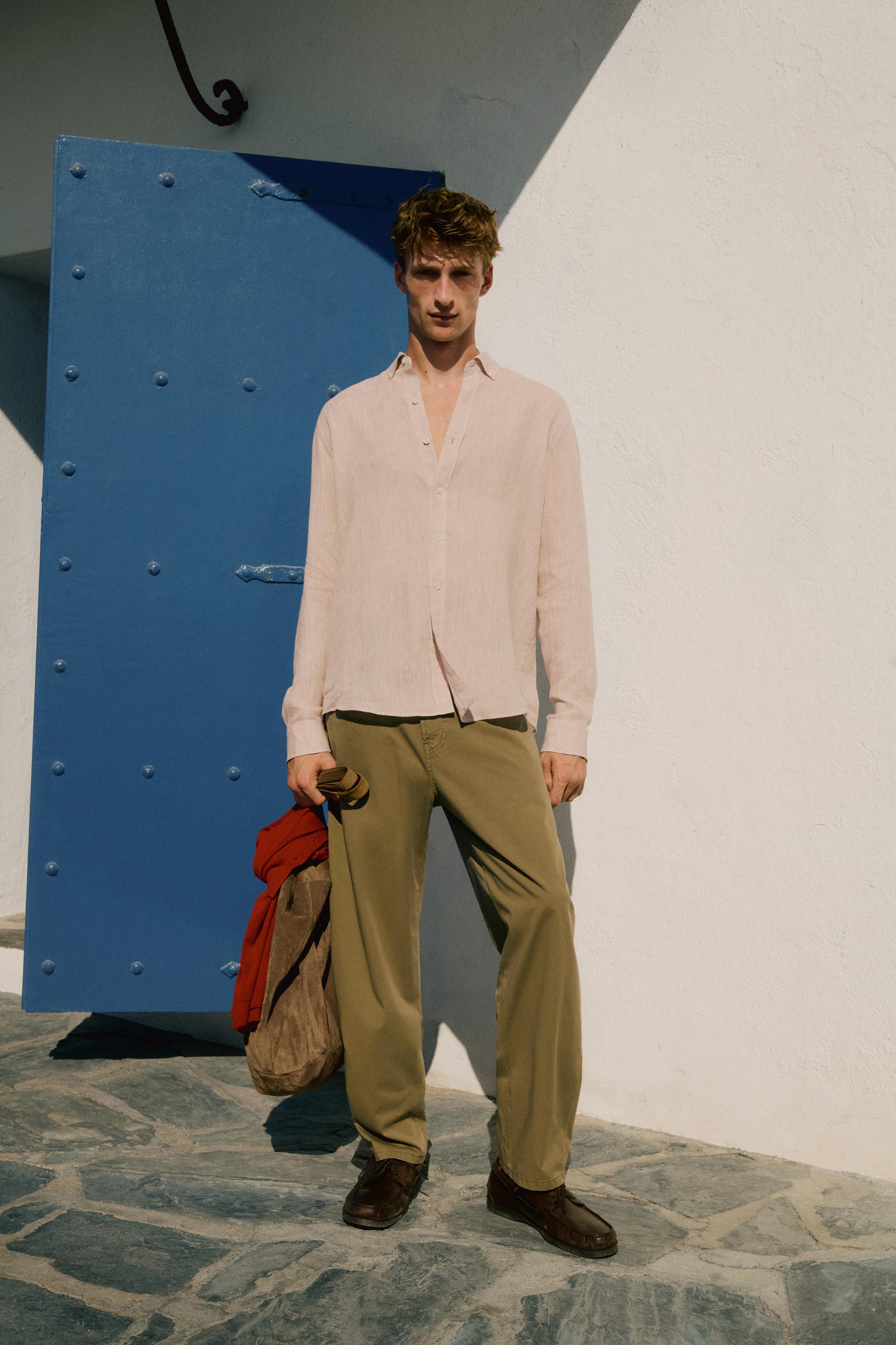 100% Linen regular fit shirt — MAUVE