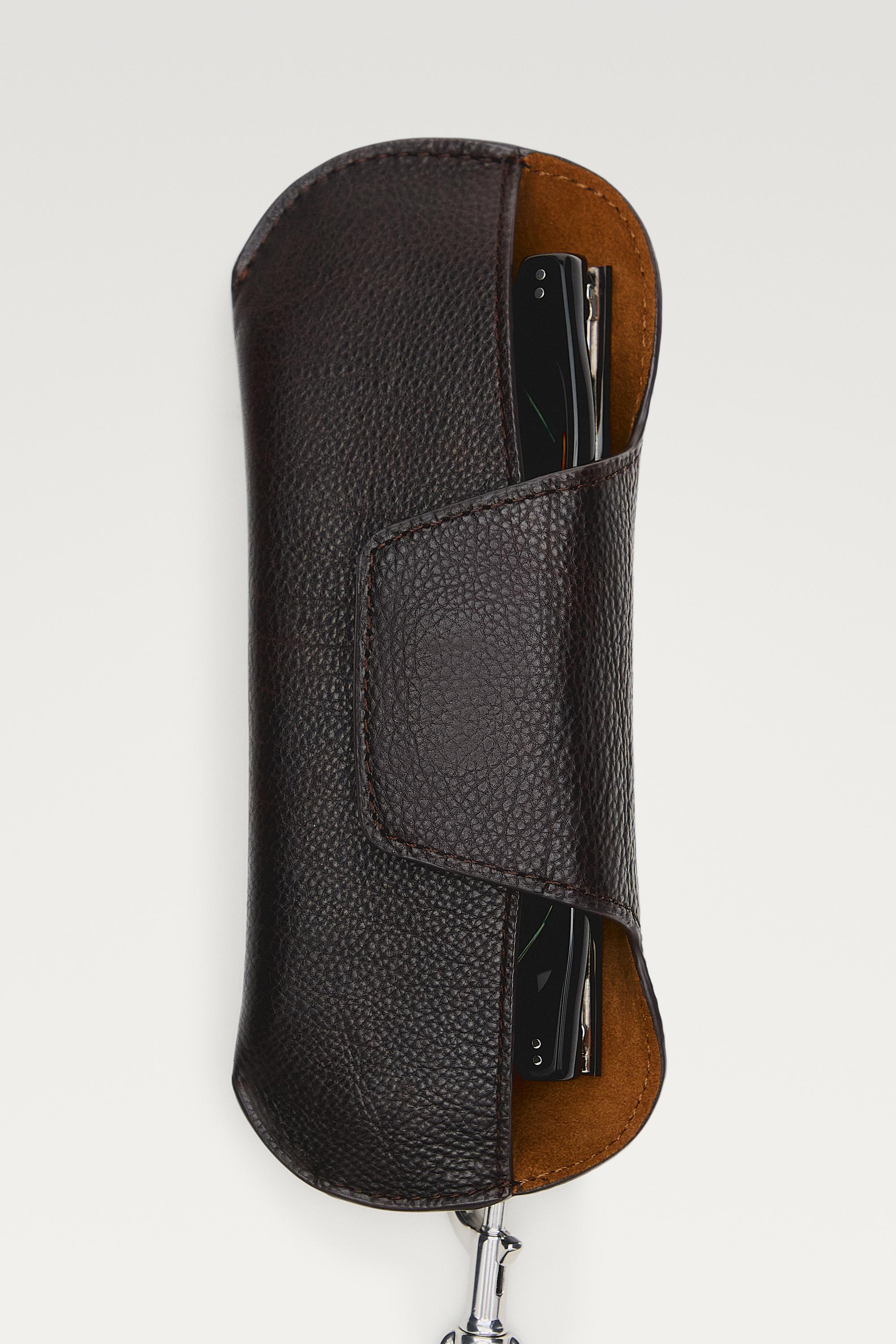 Nappa leather sunglasses case — BROWN