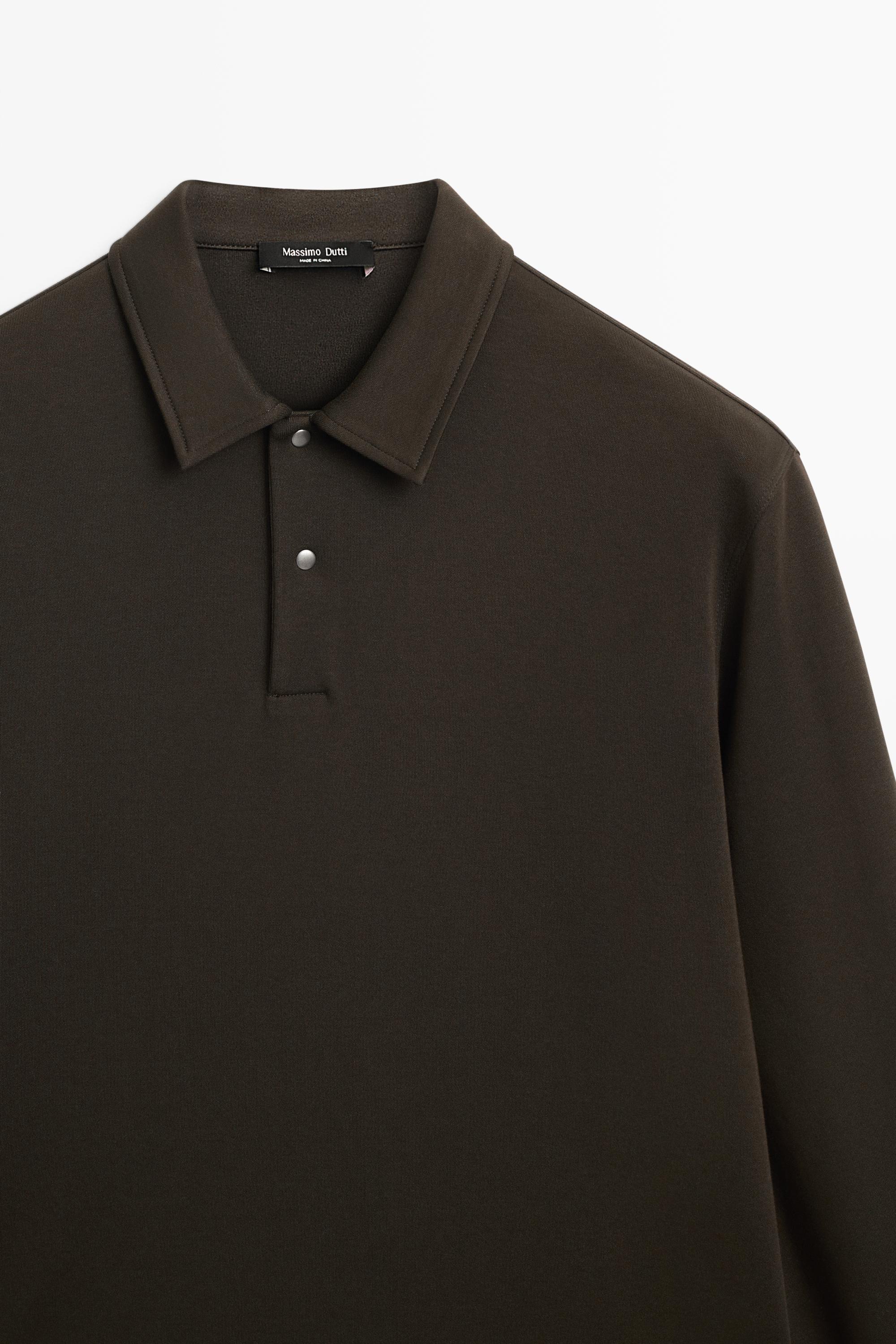 100% cotton long sleeve polo shirt — Chocolate
