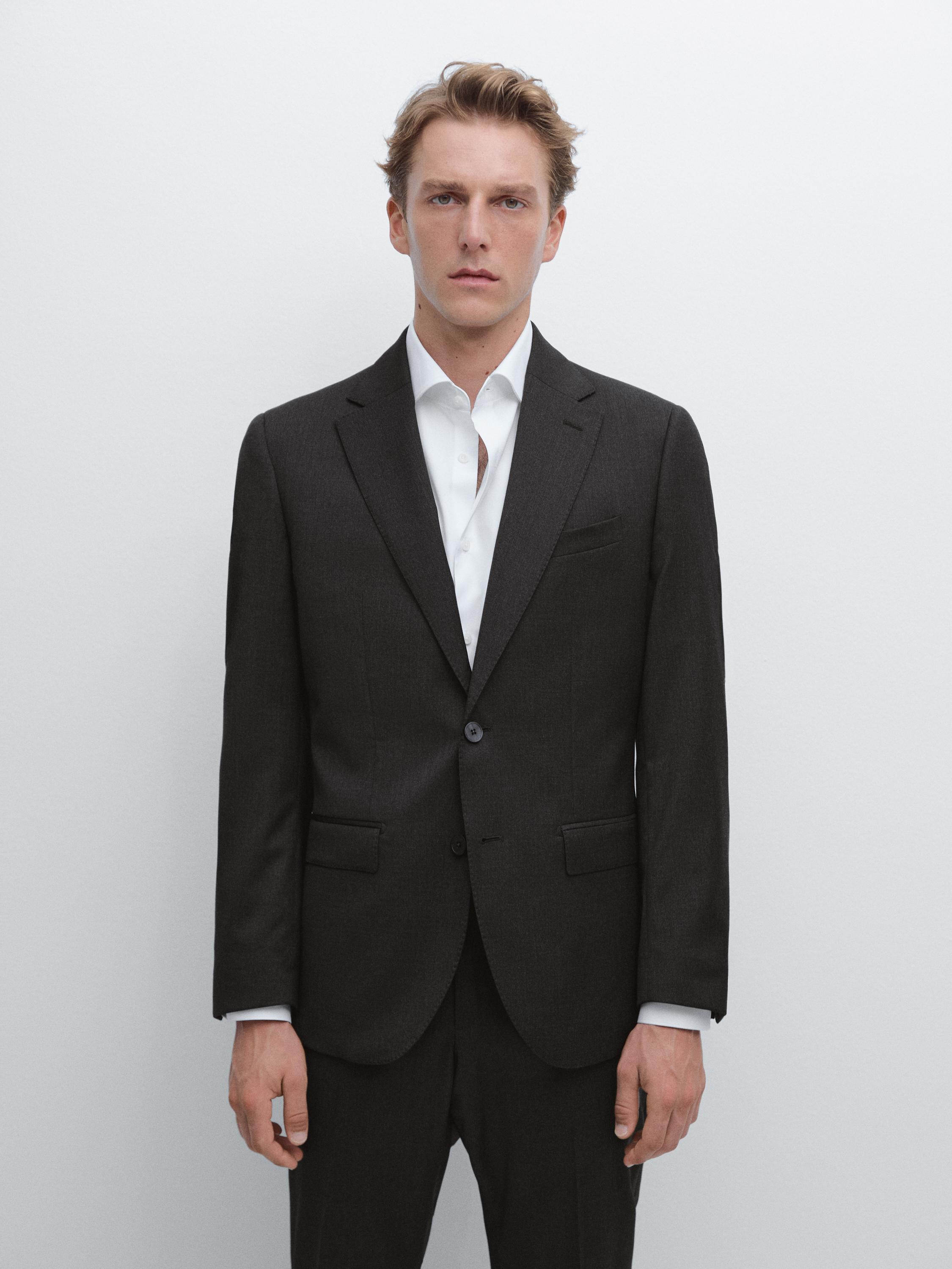 100% cool wool suit blazer — CHARCOAL