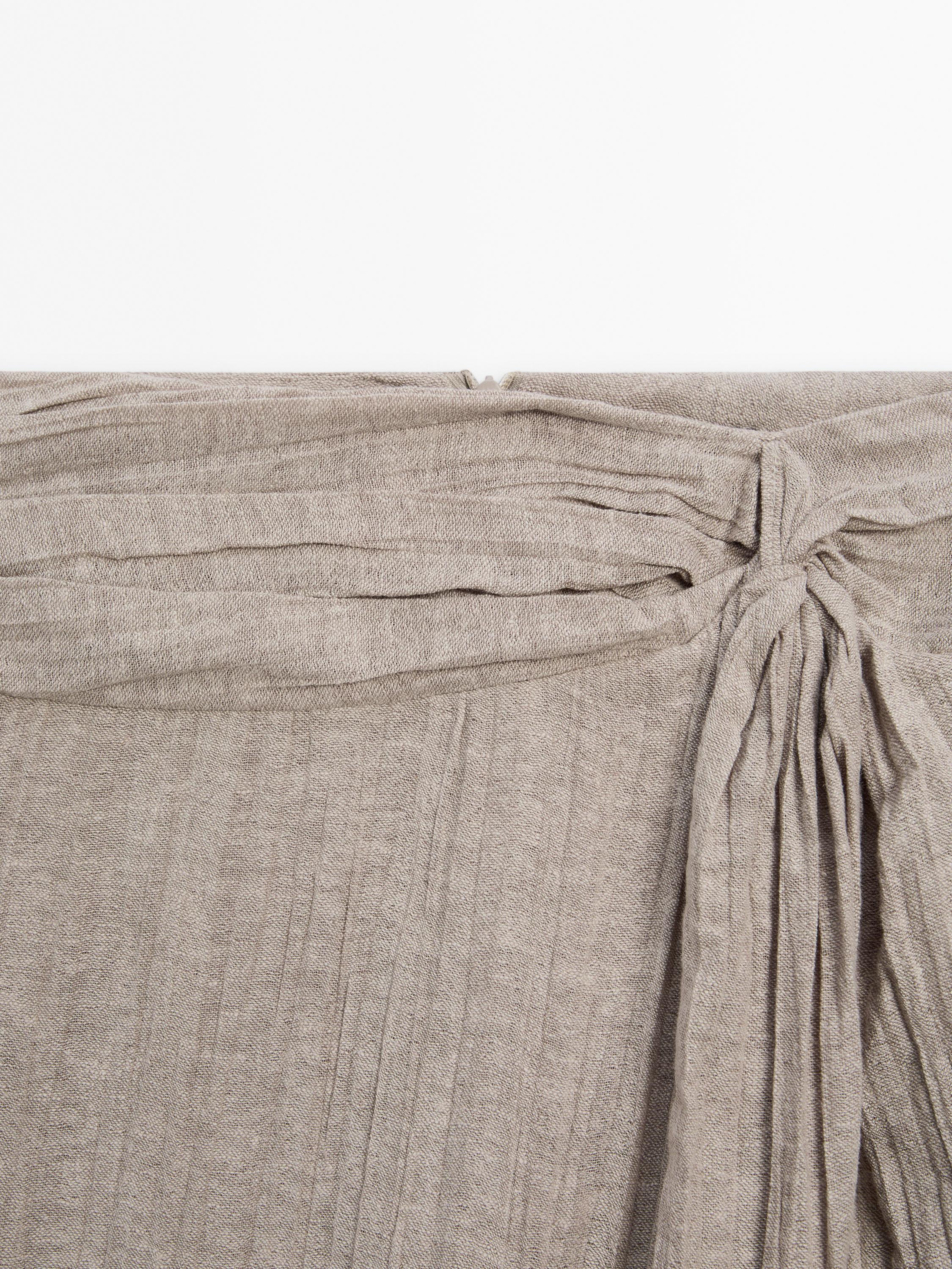 Linen blend midi skirt with slit detail