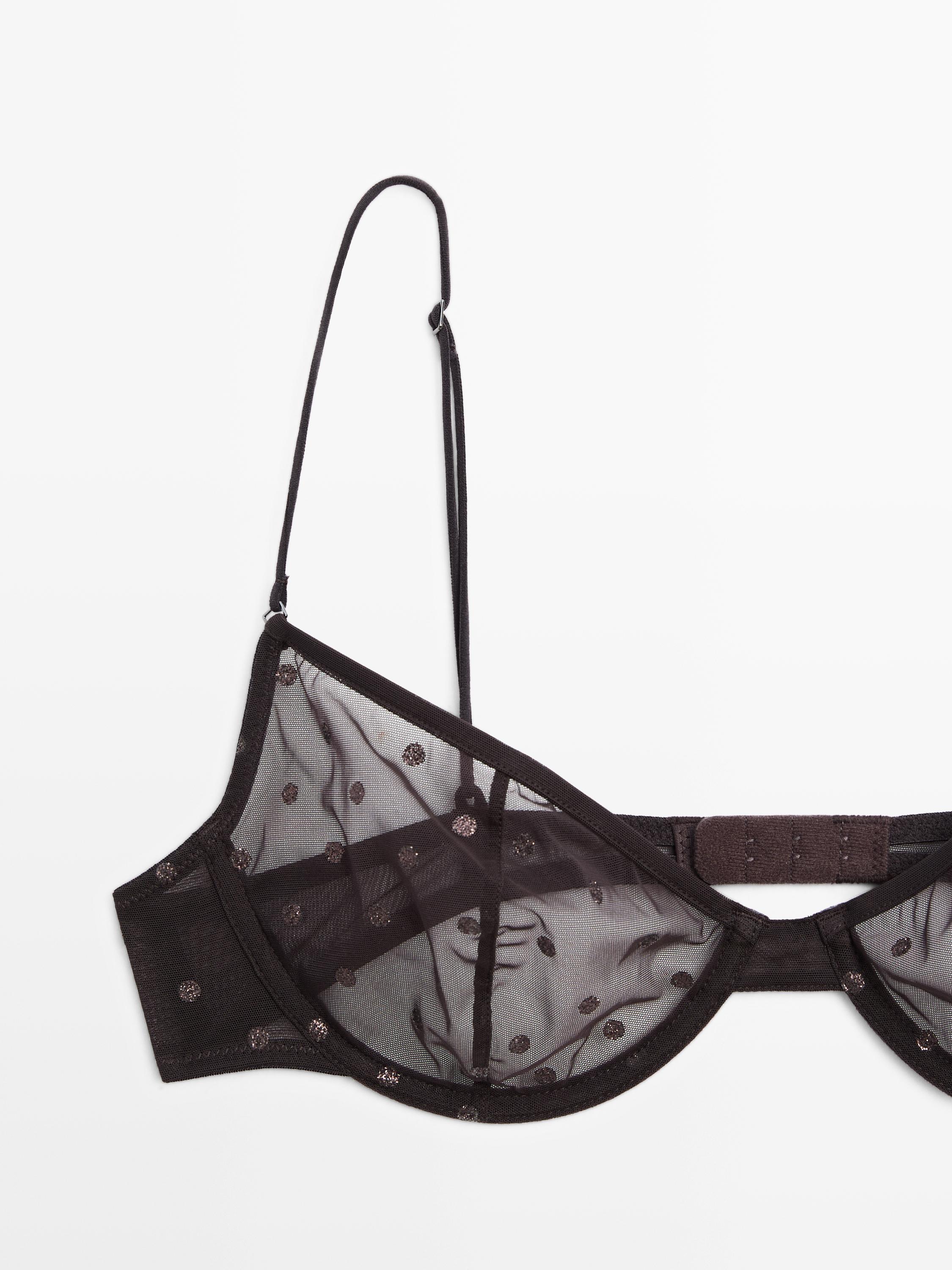Semi-sheer polka dot bra — MOLE BROWN